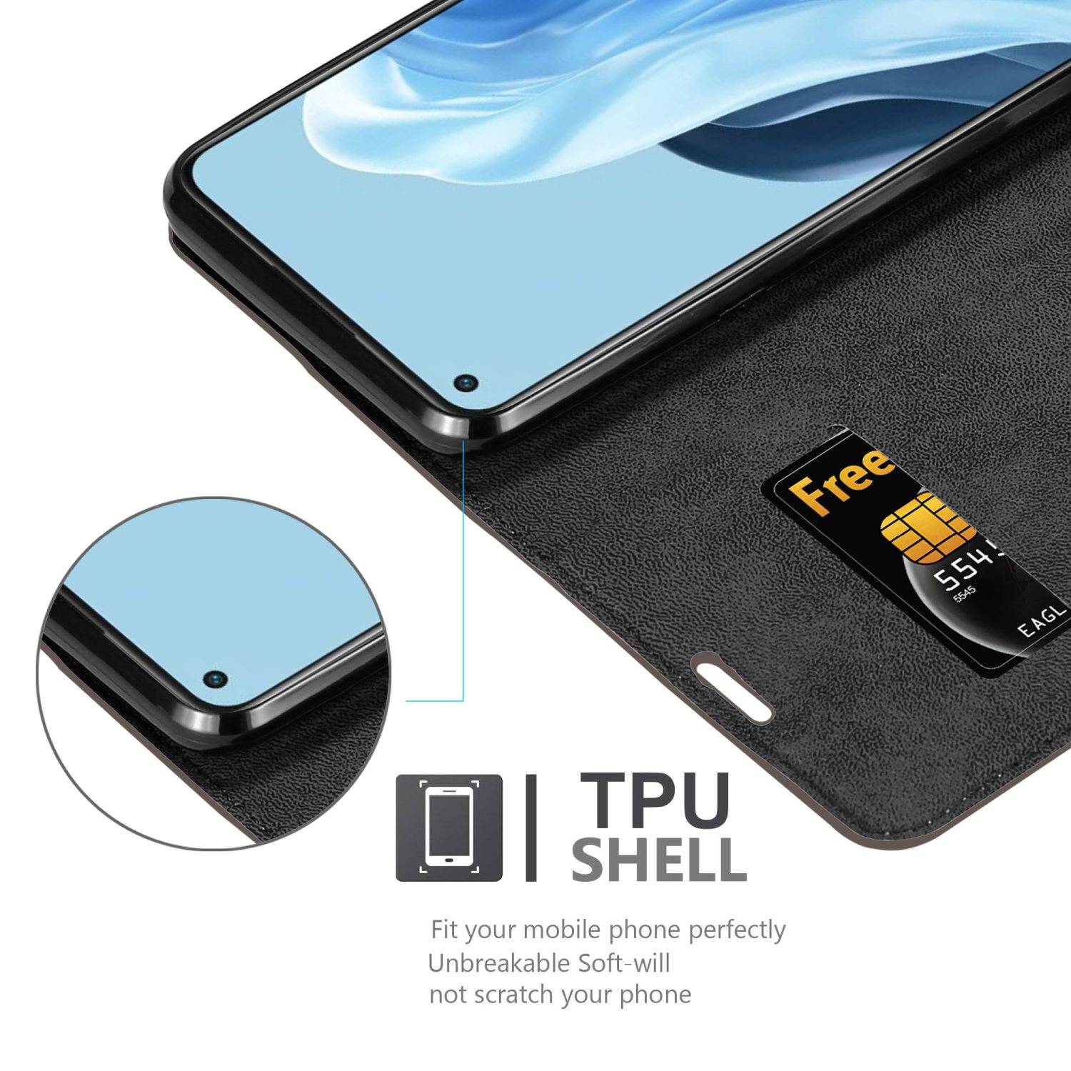 Cadorabo Hülle für Oppo FIND X5 LITE / Reno7 5G Schutz Hülle in Braun Handyhülle Etui Case Cover Magnetverschluss