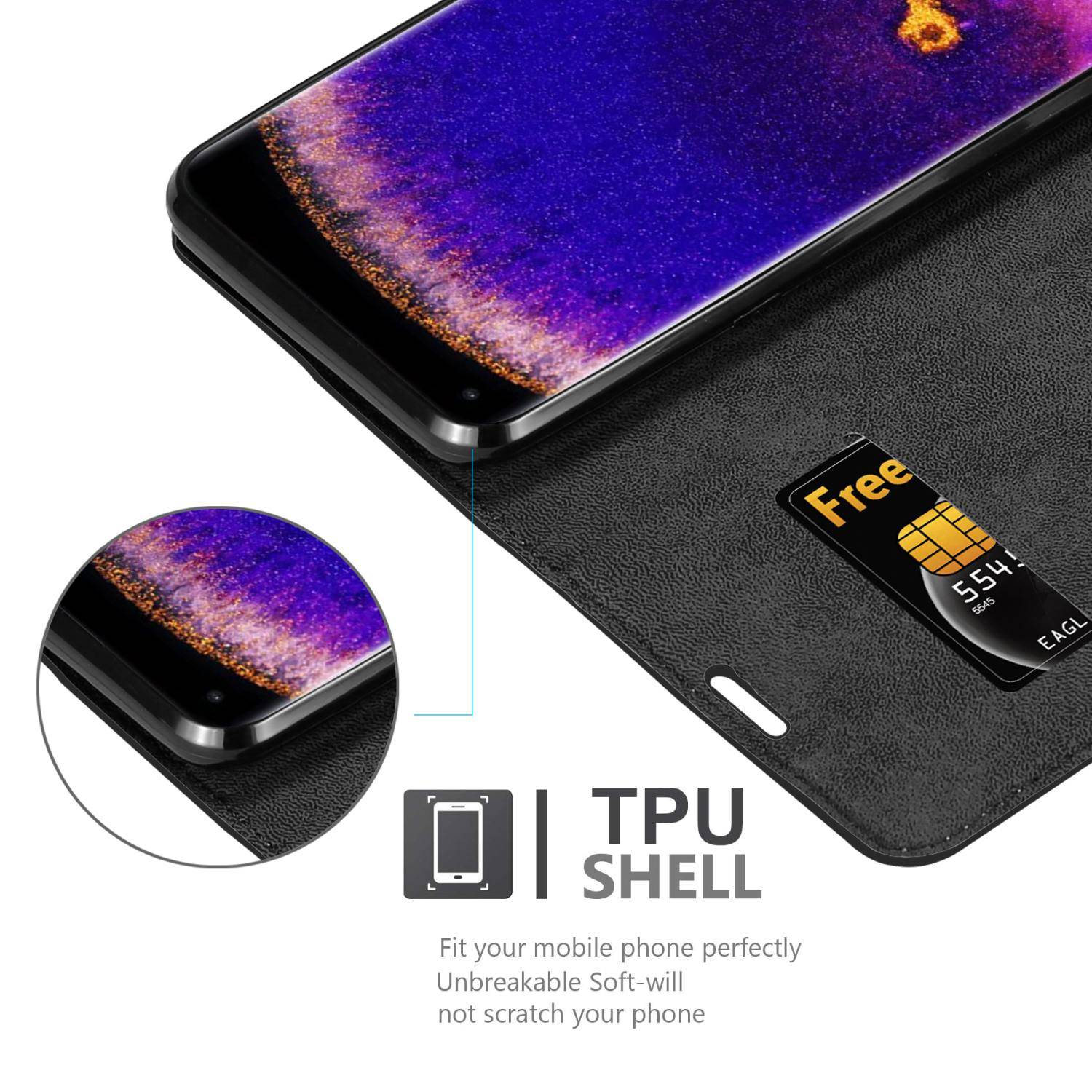 Cadorabo Hülle für Oppo FIND X5 PRO Schutz Hülle in Schwarz Handyhülle Etui Case Cover Magnetverschluss