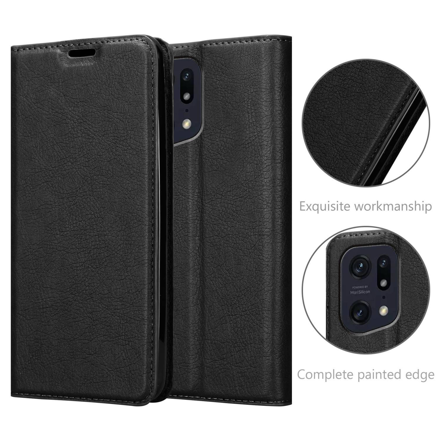 Cadorabo Hülle für Oppo FIND X5 PRO Schutz Hülle in Schwarz Handyhülle Etui Case Cover Magnetverschluss