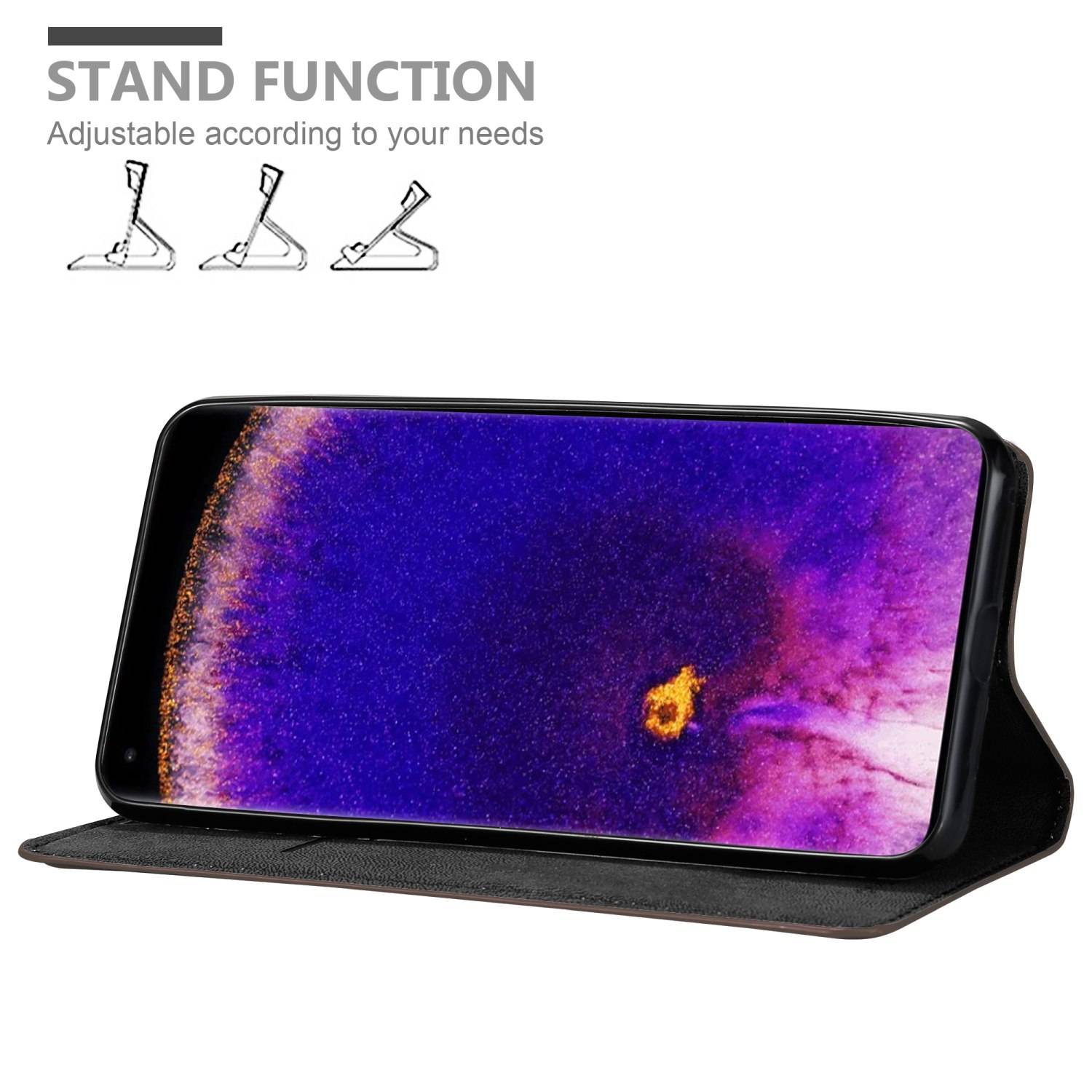 Cadorabo Hülle für Oppo FIND X5 PRO Schutz Hülle in Braun Handyhülle Etui Case Cover Magnetverschluss