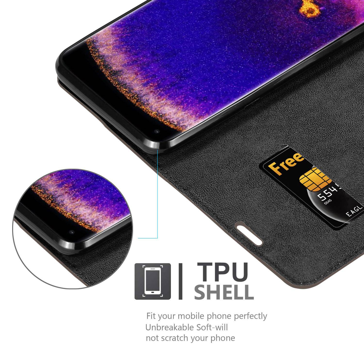 Cadorabo Hülle für Oppo FIND X5 PRO Schutz Hülle in Braun Handyhülle Etui Case Cover Magnetverschluss