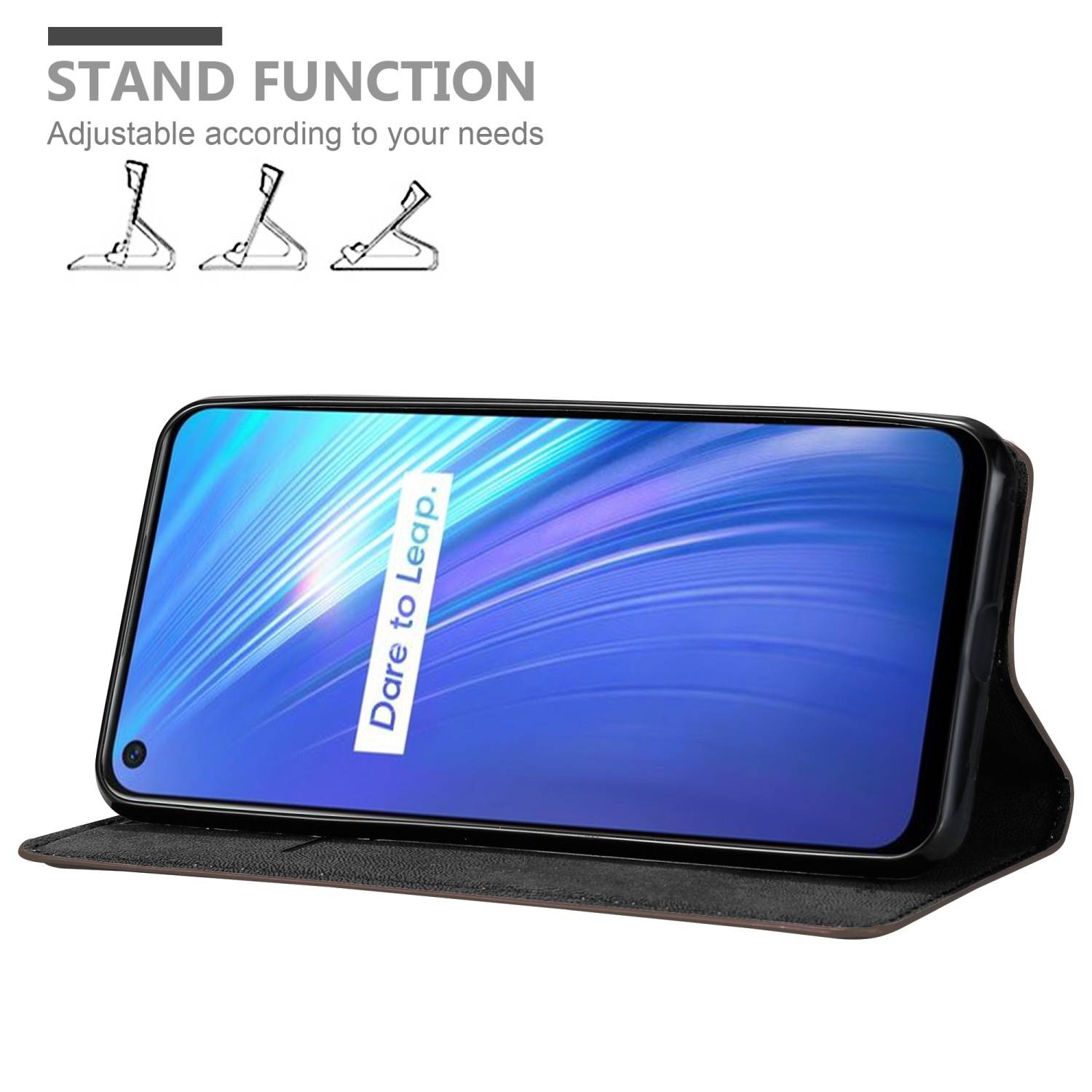 Cadorabo Hülle für Realme 6 4G / 6s Schutz Hülle in Braun Handyhülle Etui Case Cover Magnetverschluss
