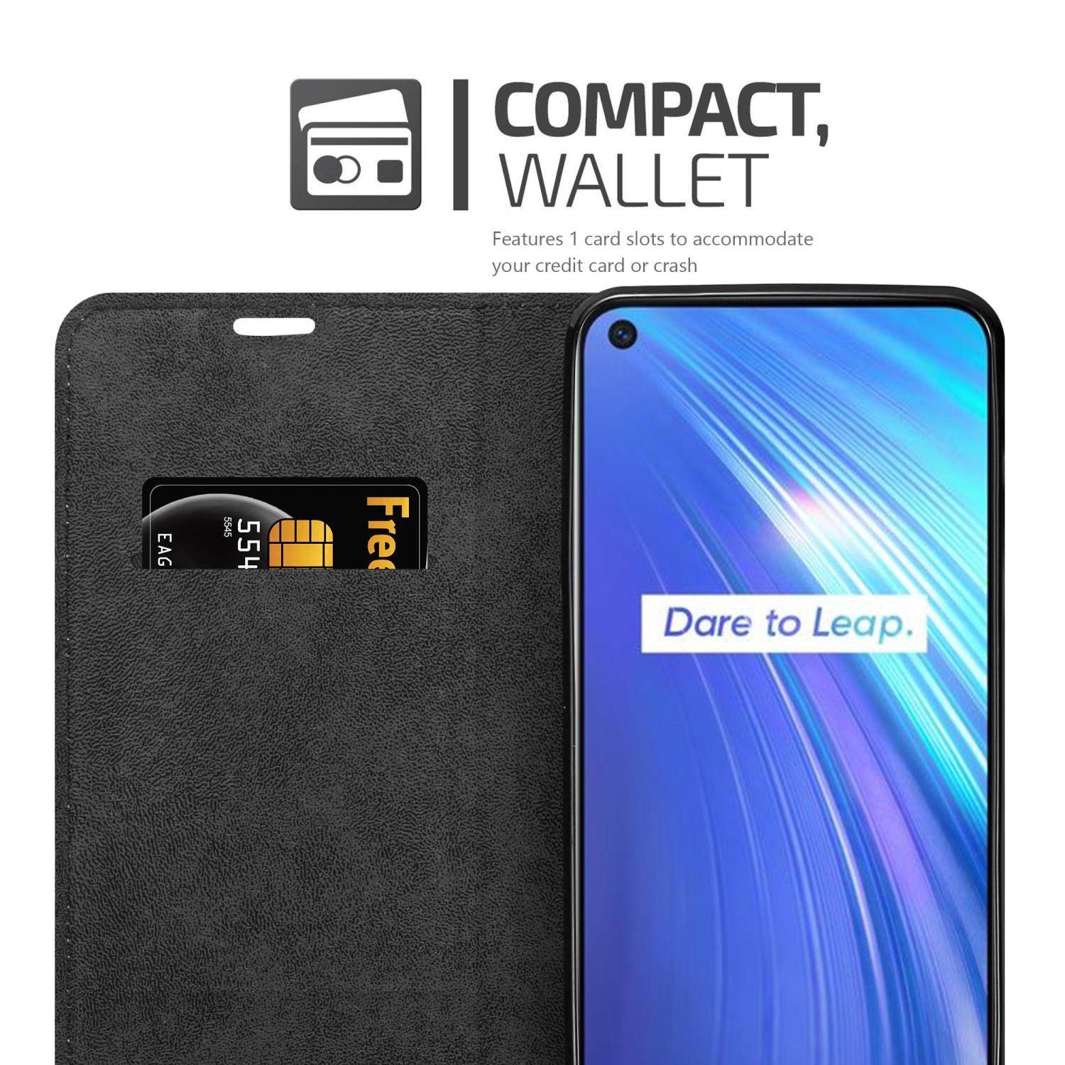 Cadorabo Hülle für Realme 6 4G / 6s Schutz Hülle in Braun Handyhülle Etui Case Cover Magnetverschluss