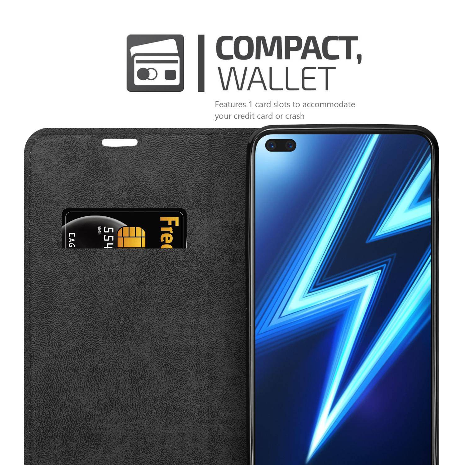 Cadorabo Hülle für Realme 6 PRO Schutz Hülle in Schwarz Handyhülle Etui Case Cover Magnetverschluss