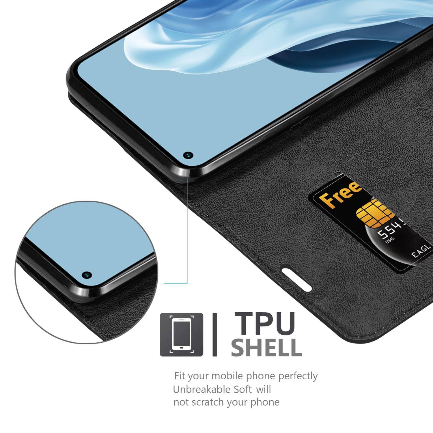 Cadorabo Hülle für Realme 7 5G Schutz Hülle in Schwarz Handyhülle Etui Case Cover Magnetverschluss