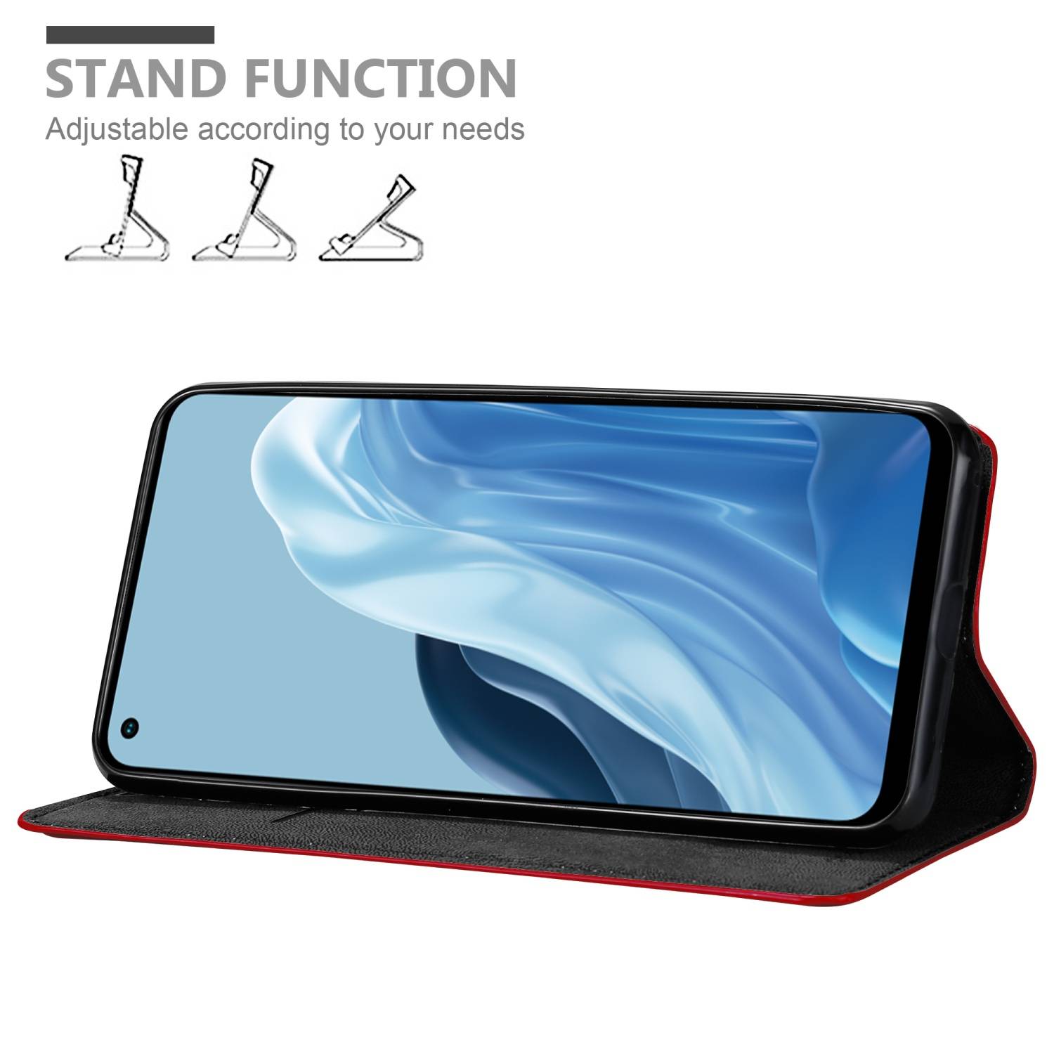 Cadorabo Hülle für Realme 7 5G Schutz Hülle in Rot Handyhülle Etui Case Cover Magnetverschluss