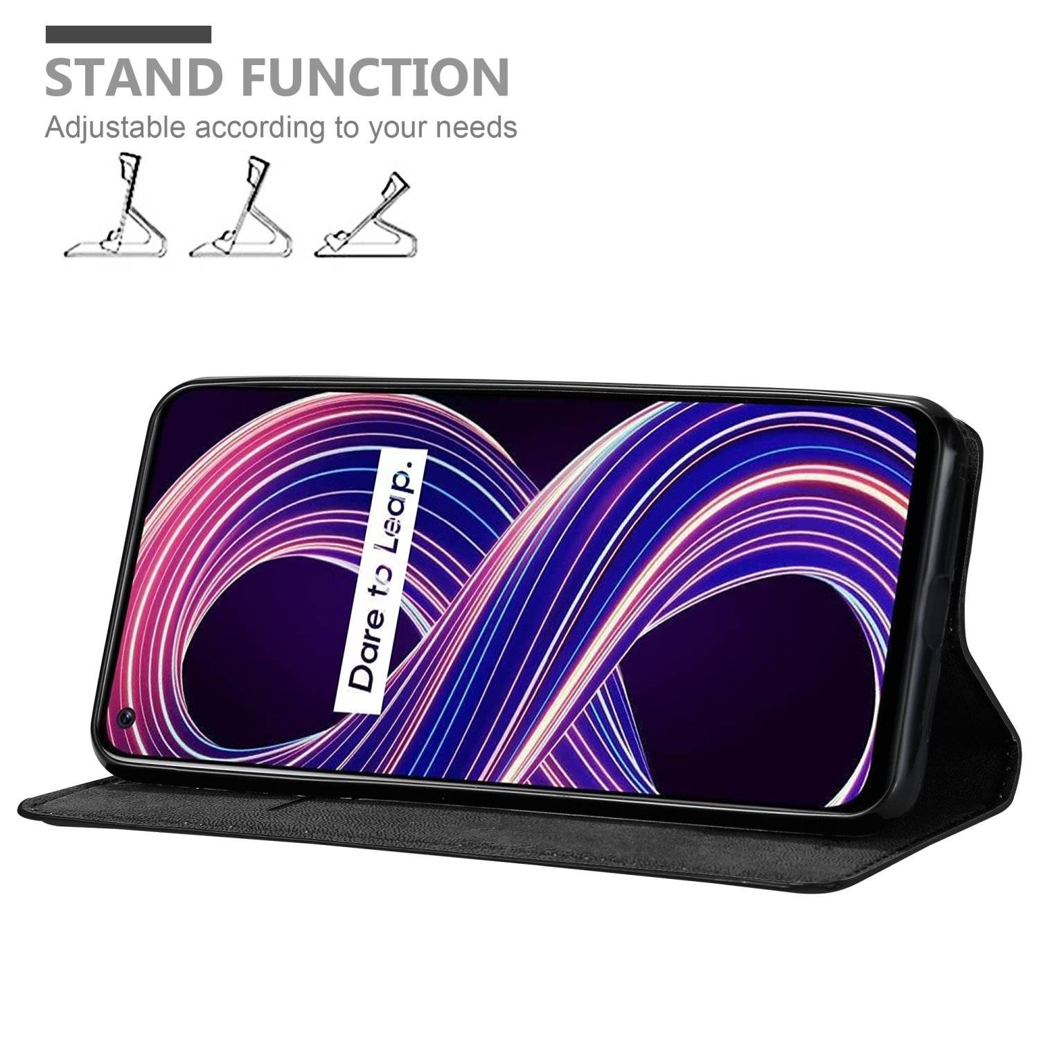 Cadorabo Hülle für Realme 8 5G / V13 / Q3 / Q3i / Narzo 30 5G Schutz Hülle in Schwarz Handyhülle Etui Case Cover