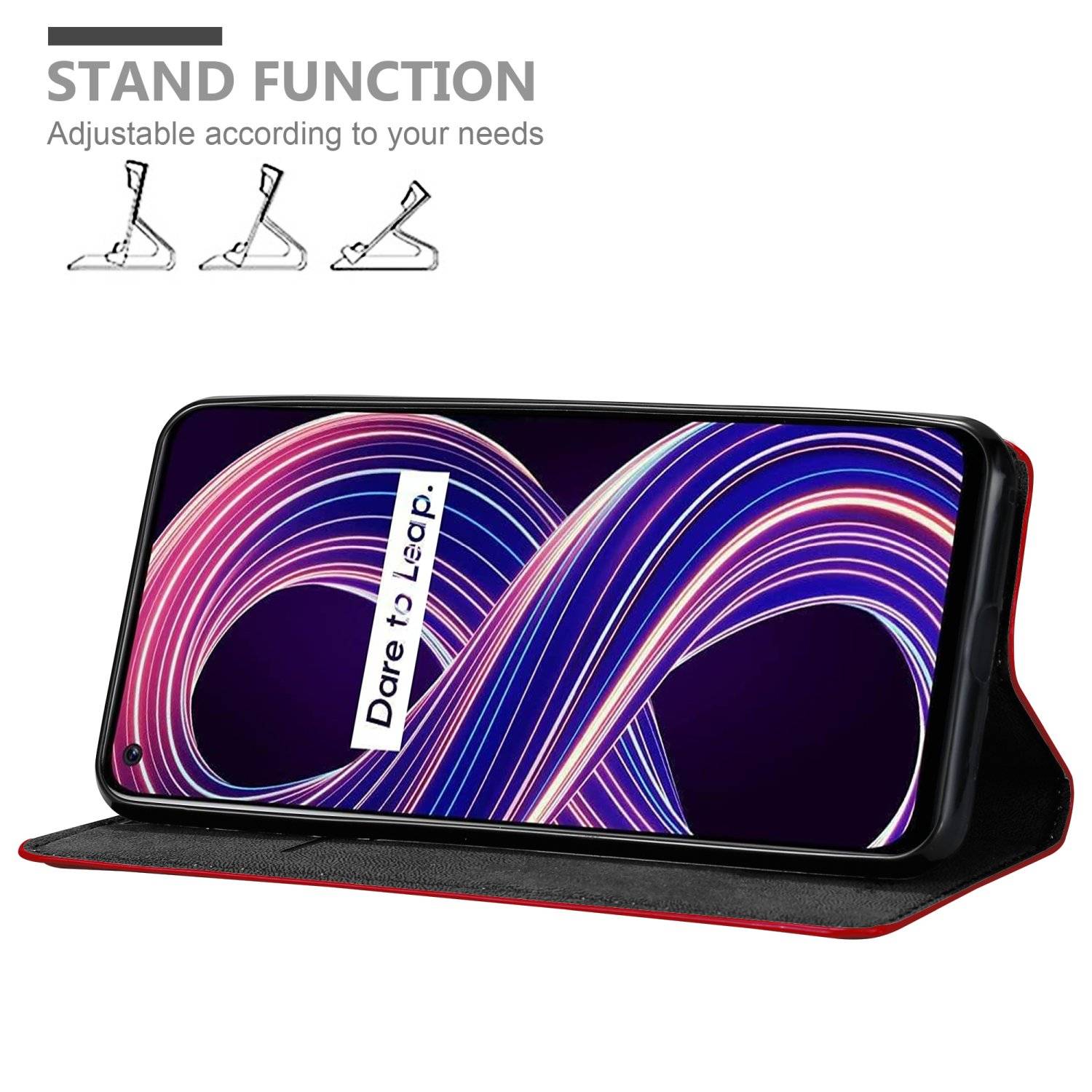 Cadorabo Hülle für Realme 8 5G / V13 / Q3 / Q3i / Narzo 30 5G Schutz Hülle in Rot Handyhülle Etui Case Cover