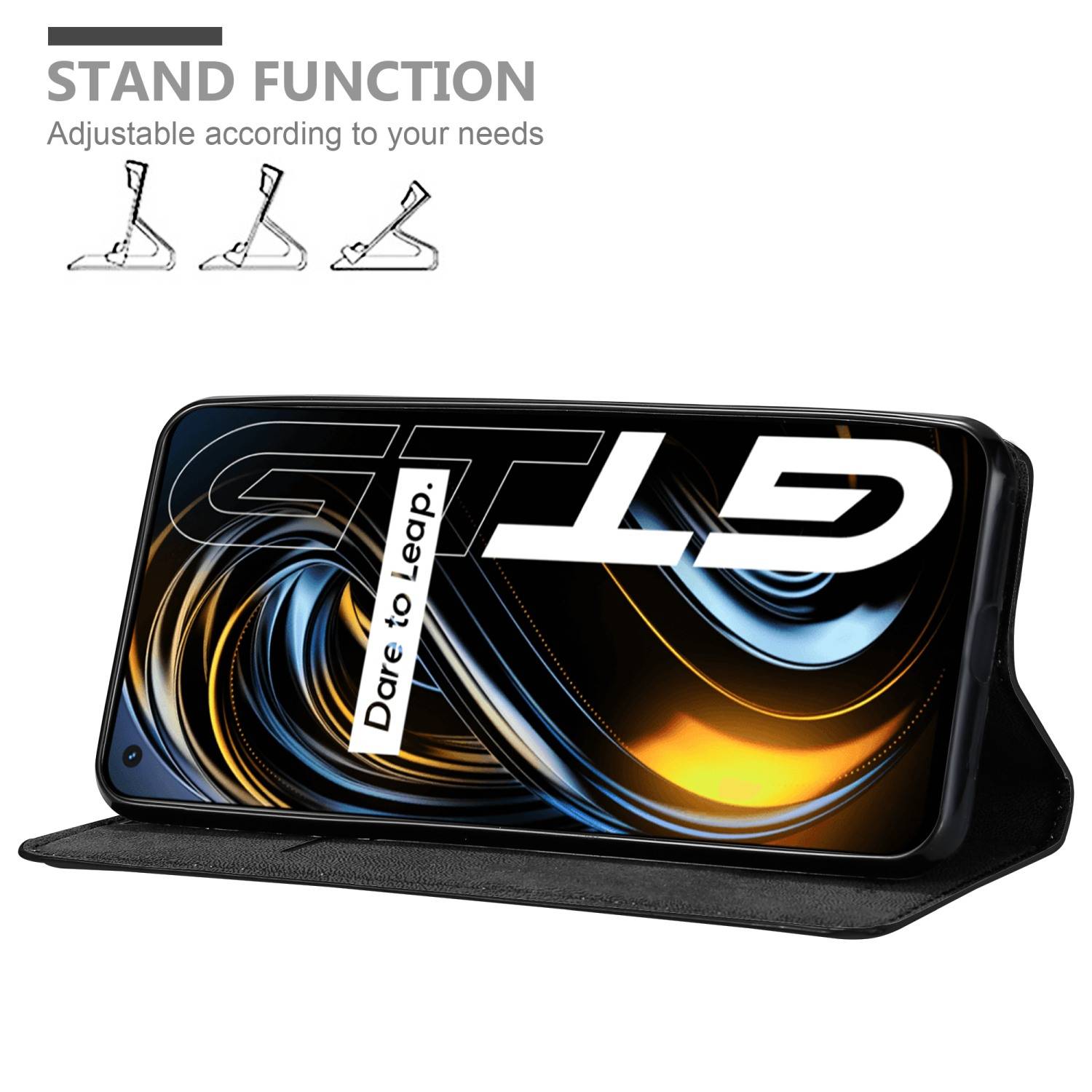 Cadorabo Hülle für Realme GT / GT Neo 2T / Q3 PRO Schutz Hülle in Schwarz Handyhülle Etui Case Cover Magnetverschluss