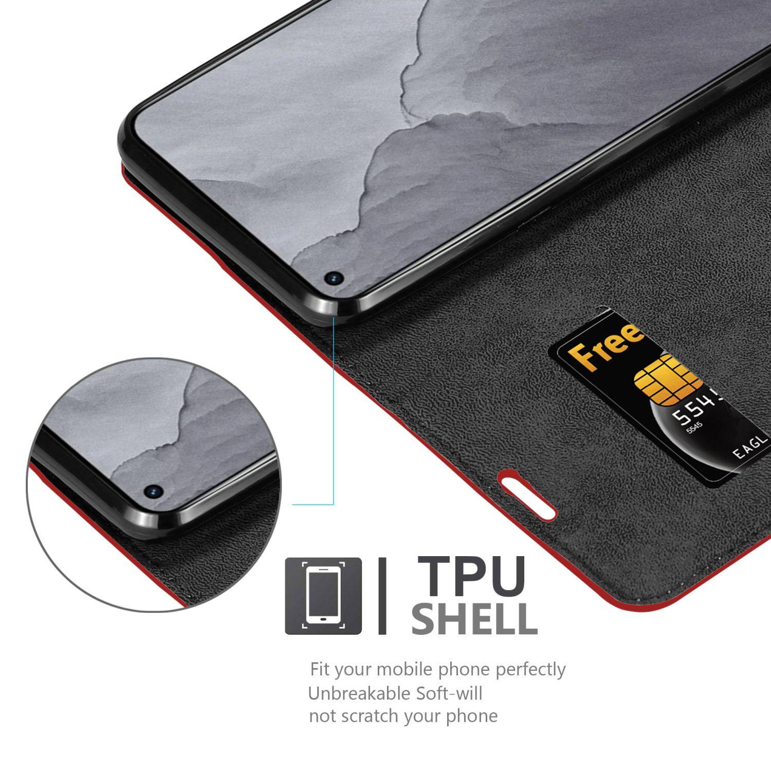 Cadorabo Hülle für Realme GT Master Schutz Hülle in Rot Handyhülle Etui Case Cover Magnetverschluss