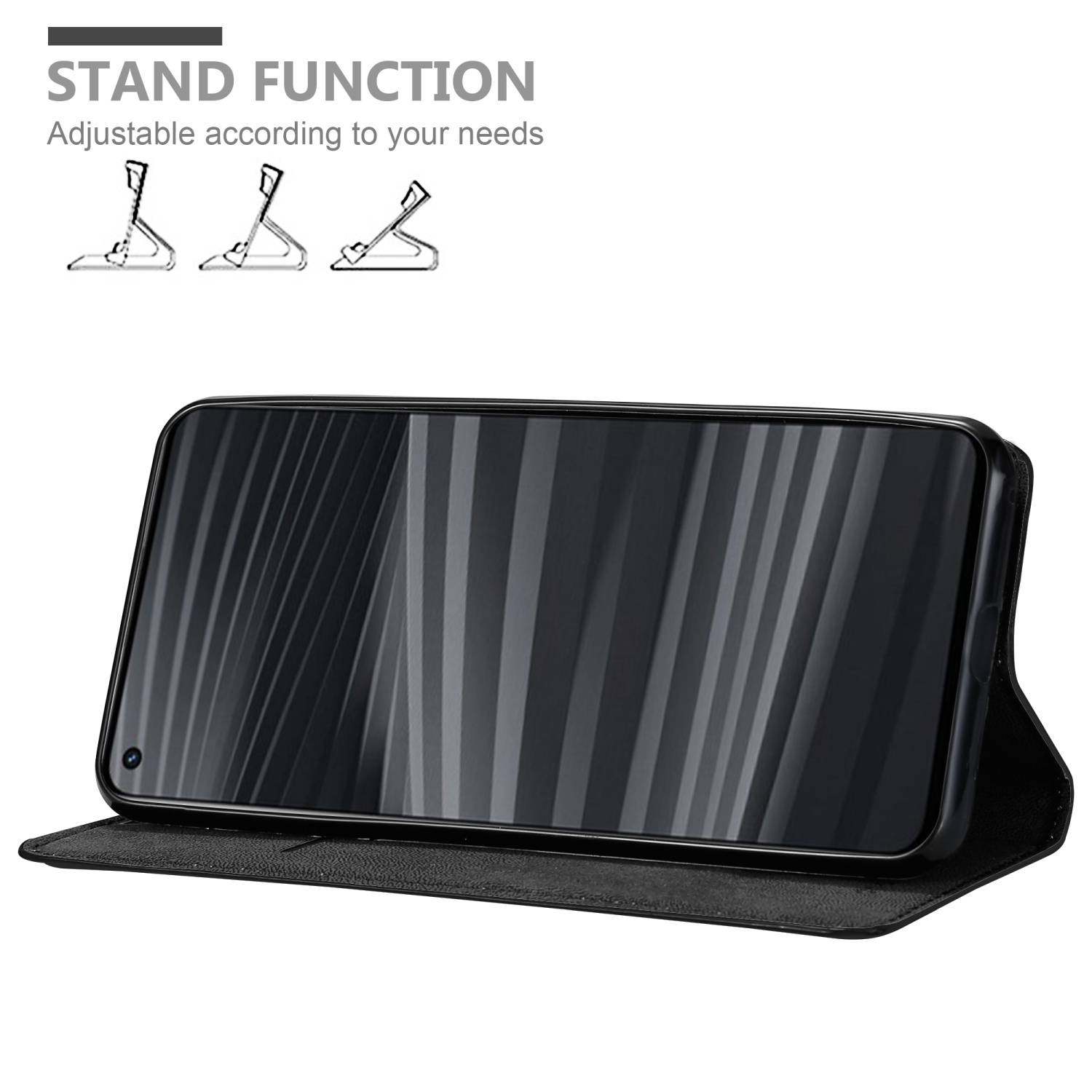 Cadorabo Hülle für Realme GT 2 / GT Neo 2 Schutz Hülle in Schwarz Handyhülle Etui Case Cover Magnetverschluss