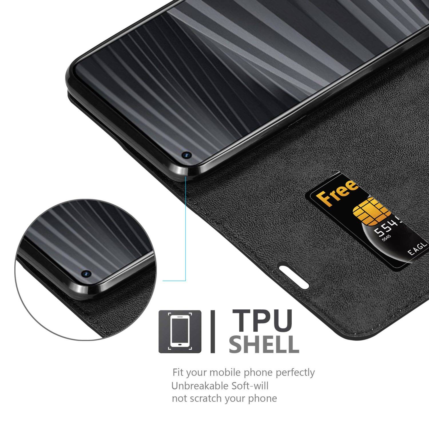 Cadorabo Hülle für Realme GT 2 / GT Neo 2 Schutz Hülle in Schwarz Handyhülle Etui Case Cover Magnetverschluss