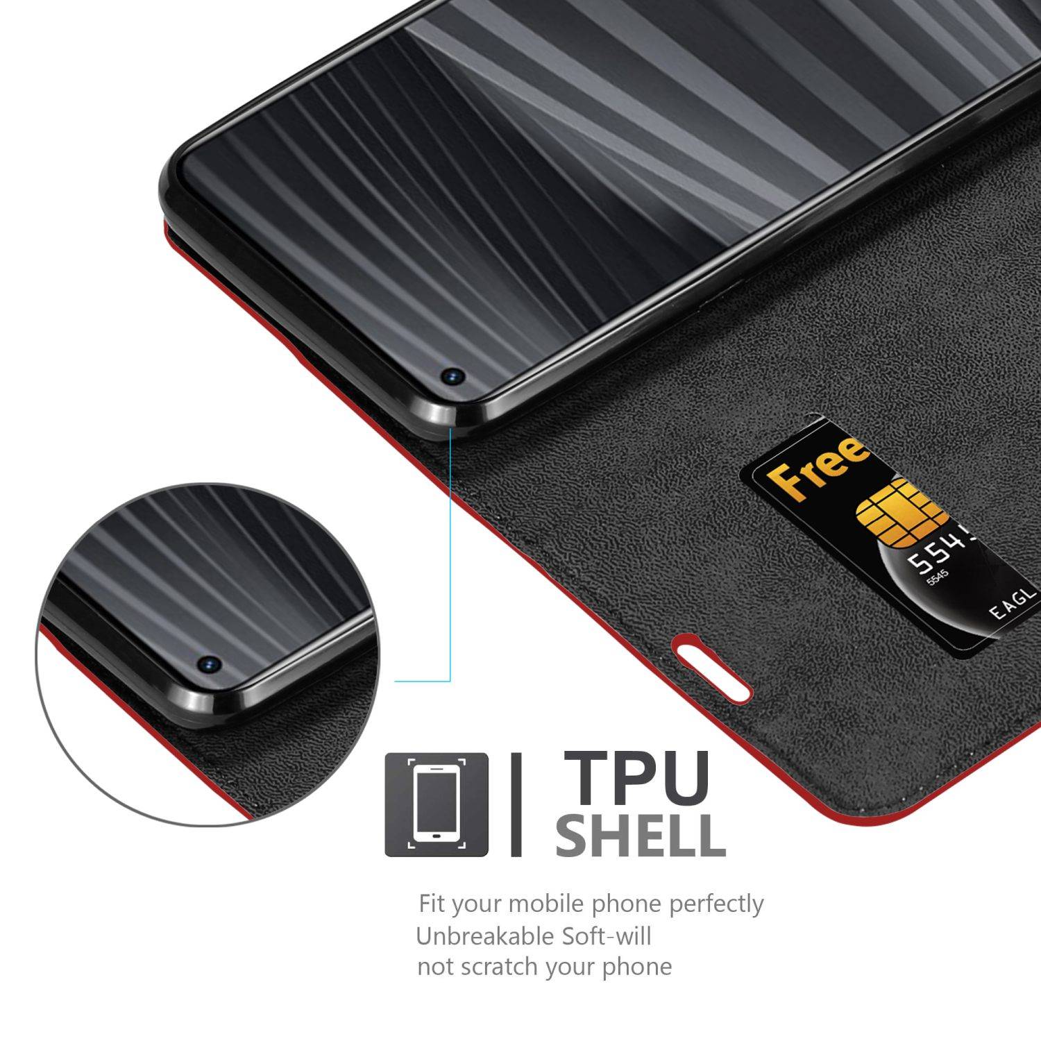 Cadorabo Hülle für Realme GT 2 / GT Neo 2 Schutz Hülle in Rot Handyhülle Etui Case Cover Magnetverschluss