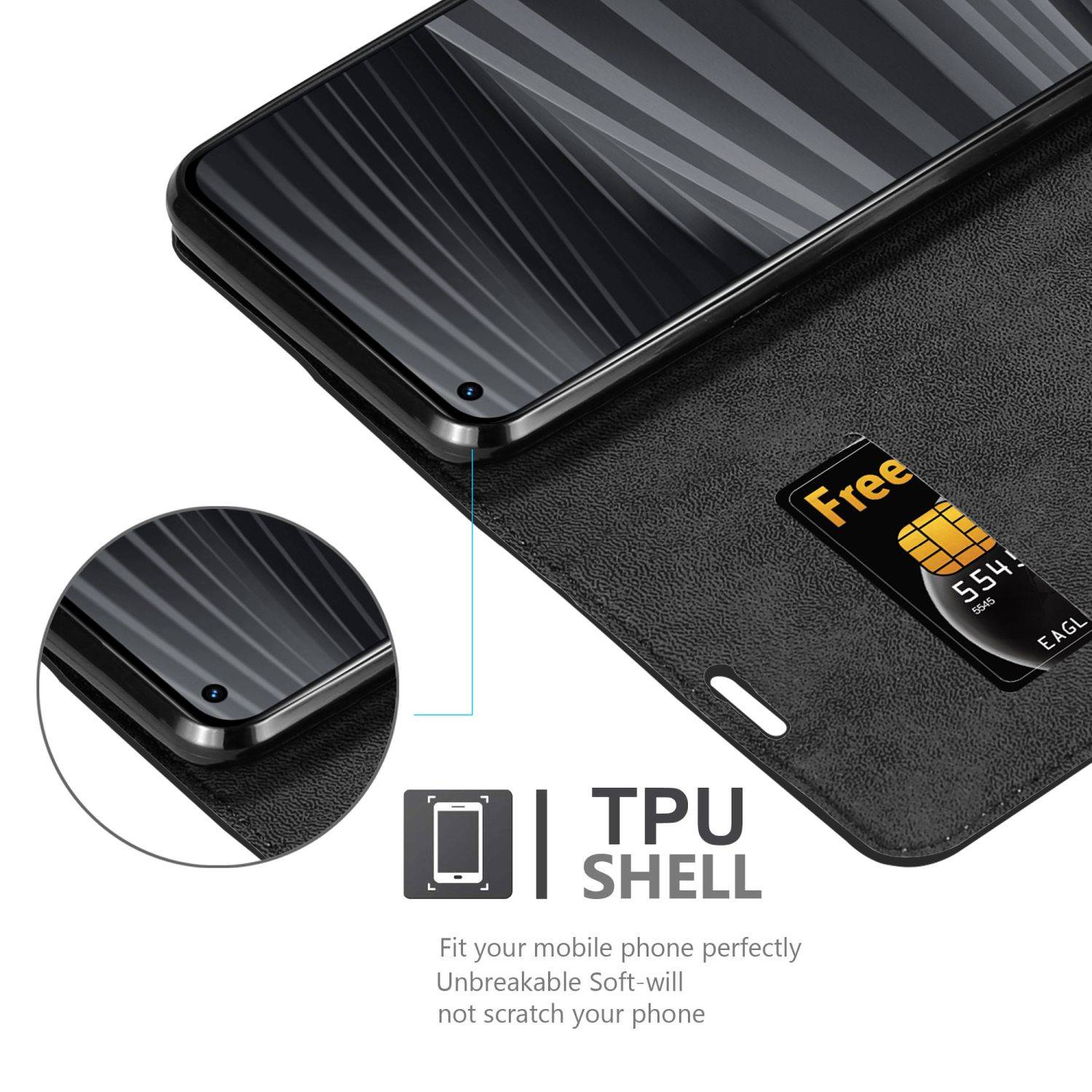 Cadorabo Hülle für Realme GT 2 PRO Schutz Hülle in Schwarz Handyhülle Etui Case Cover Magnetverschluss