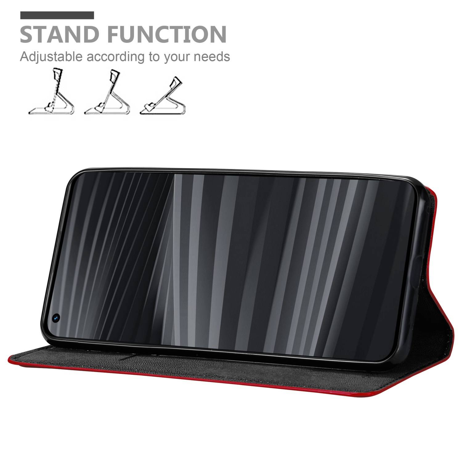 Cadorabo Hülle für Realme GT 2 PRO Schutz Hülle in Rot Handyhülle Etui Case Cover Magnetverschluss