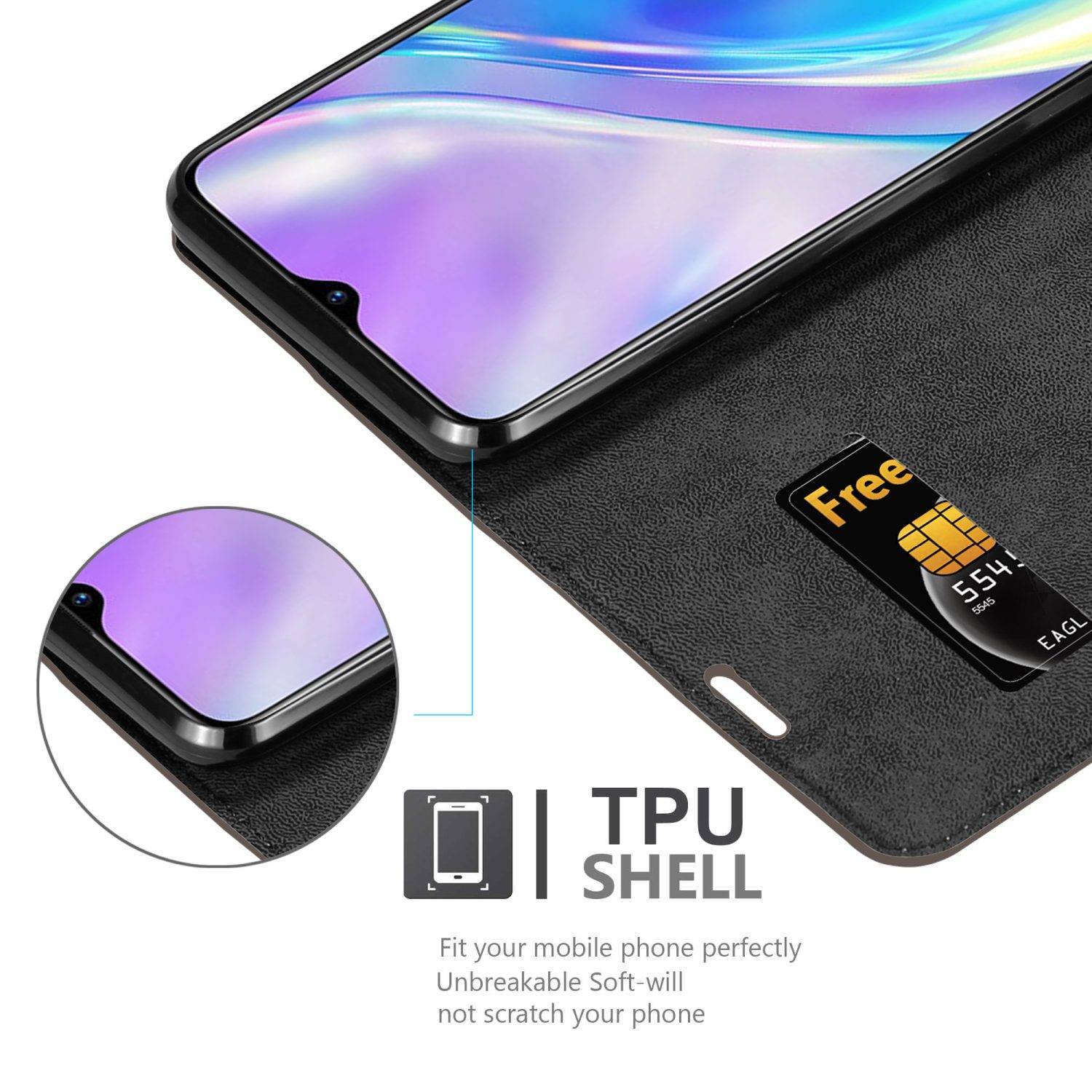 Cadorabo Hülle für Realme X2 / XT / Oppo K5 Schutz Hülle in Braun Handyhülle Etui Case Cover Magnetverschluss