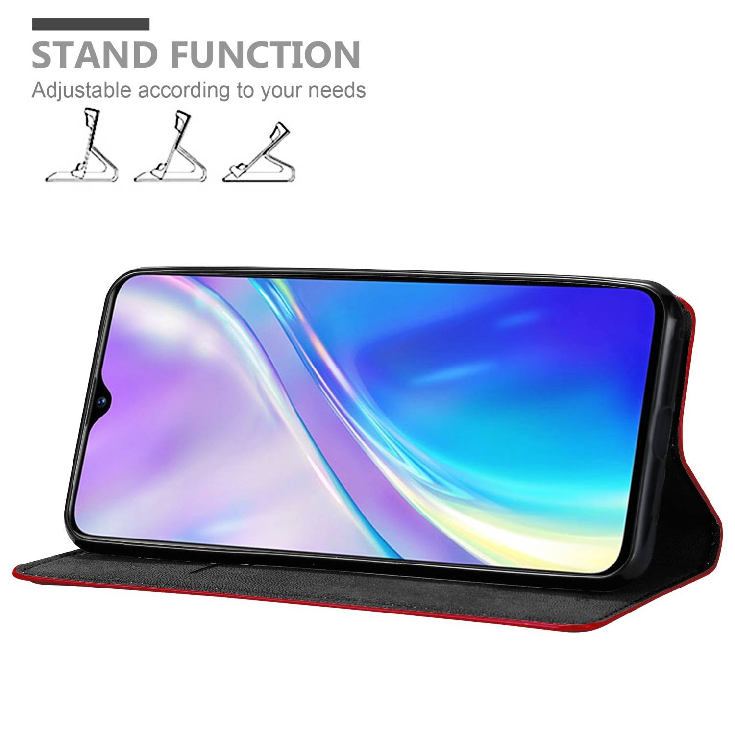 Cadorabo Hülle für Realme X2 / XT / Oppo K5 Schutz Hülle in Rot Handyhülle Etui Case Cover Magnetverschluss