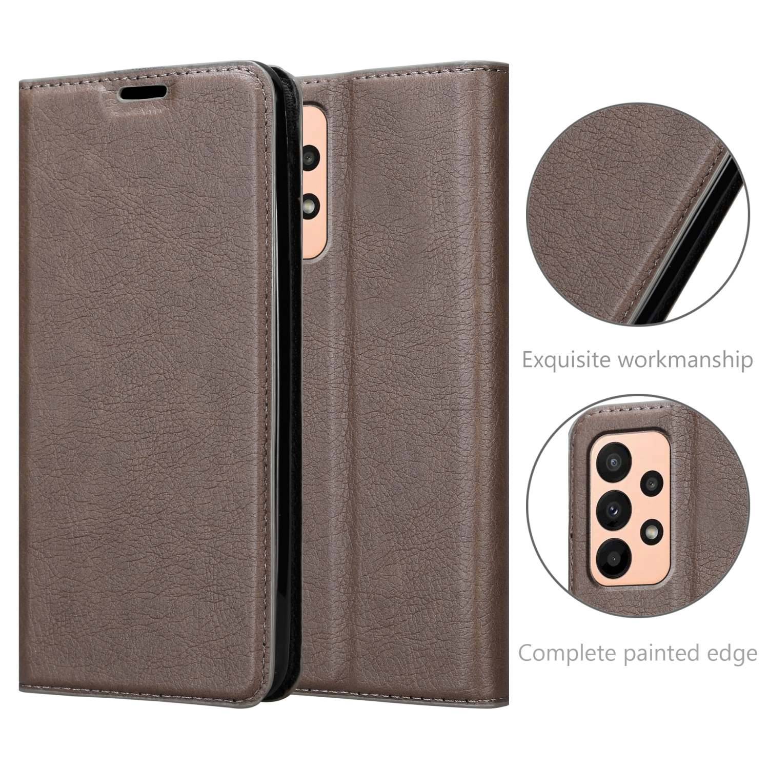 Cadorabo Hülle für Samsung Galaxy A23 4G Schutz Hülle in Braun Handyhülle Etui Case Cover Magnetverschluss