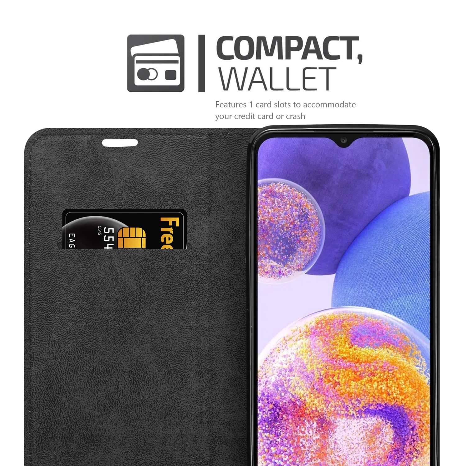 Cadorabo Hülle für Samsung Galaxy A23 4G Schutz Hülle in Rot Handyhülle Etui Case Cover Magnetverschluss