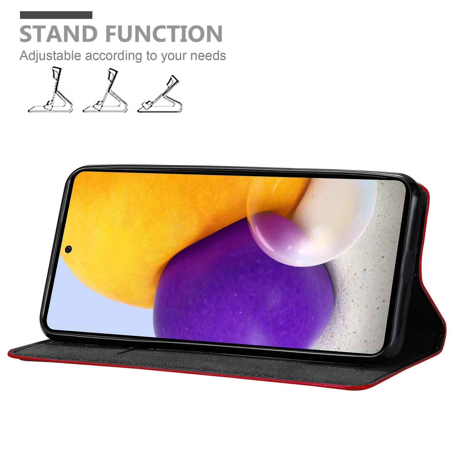 Cadorabo Hülle für Samsung Galaxy A73 5G Schutz Hülle in Rot Handyhülle Etui Case Cover Magnetverschluss