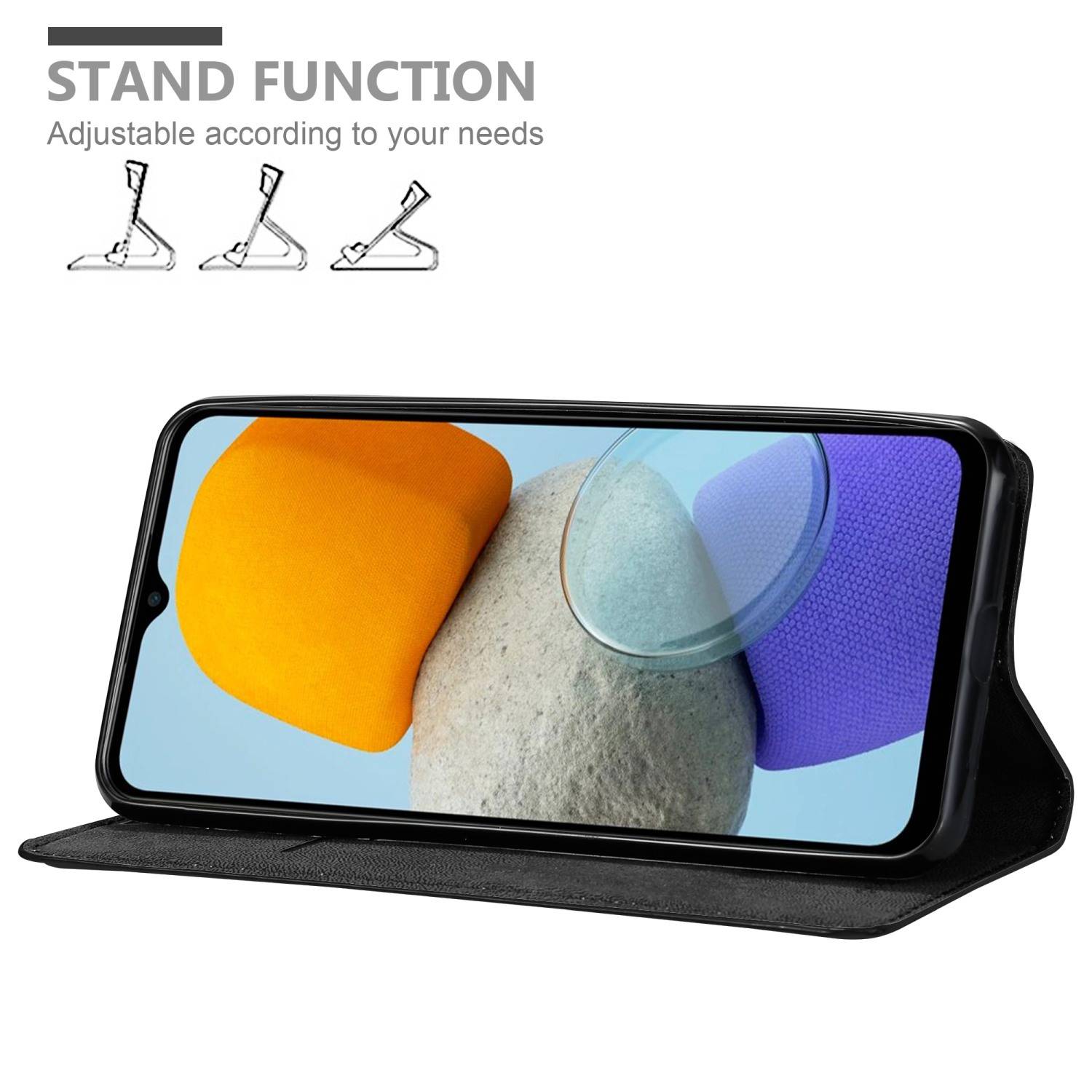 Cadorabo Hülle für Samsung Galaxy M23 5G Schutz Hülle in Schwarz Handyhülle Etui Case Cover Magnetverschluss
