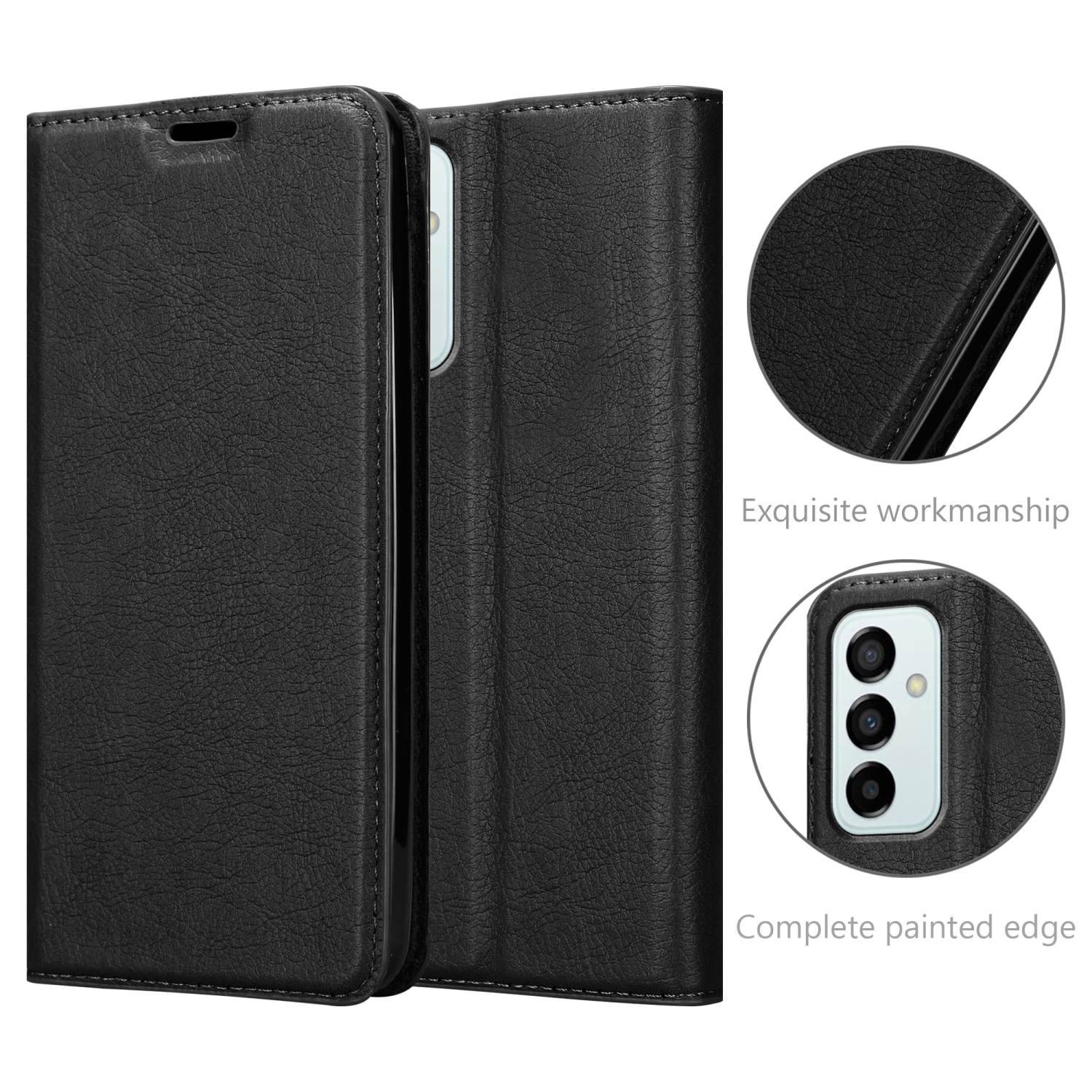 Cadorabo Hülle für Samsung Galaxy M23 5G Schutz Hülle in Schwarz Handyhülle Etui Case Cover Magnetverschluss