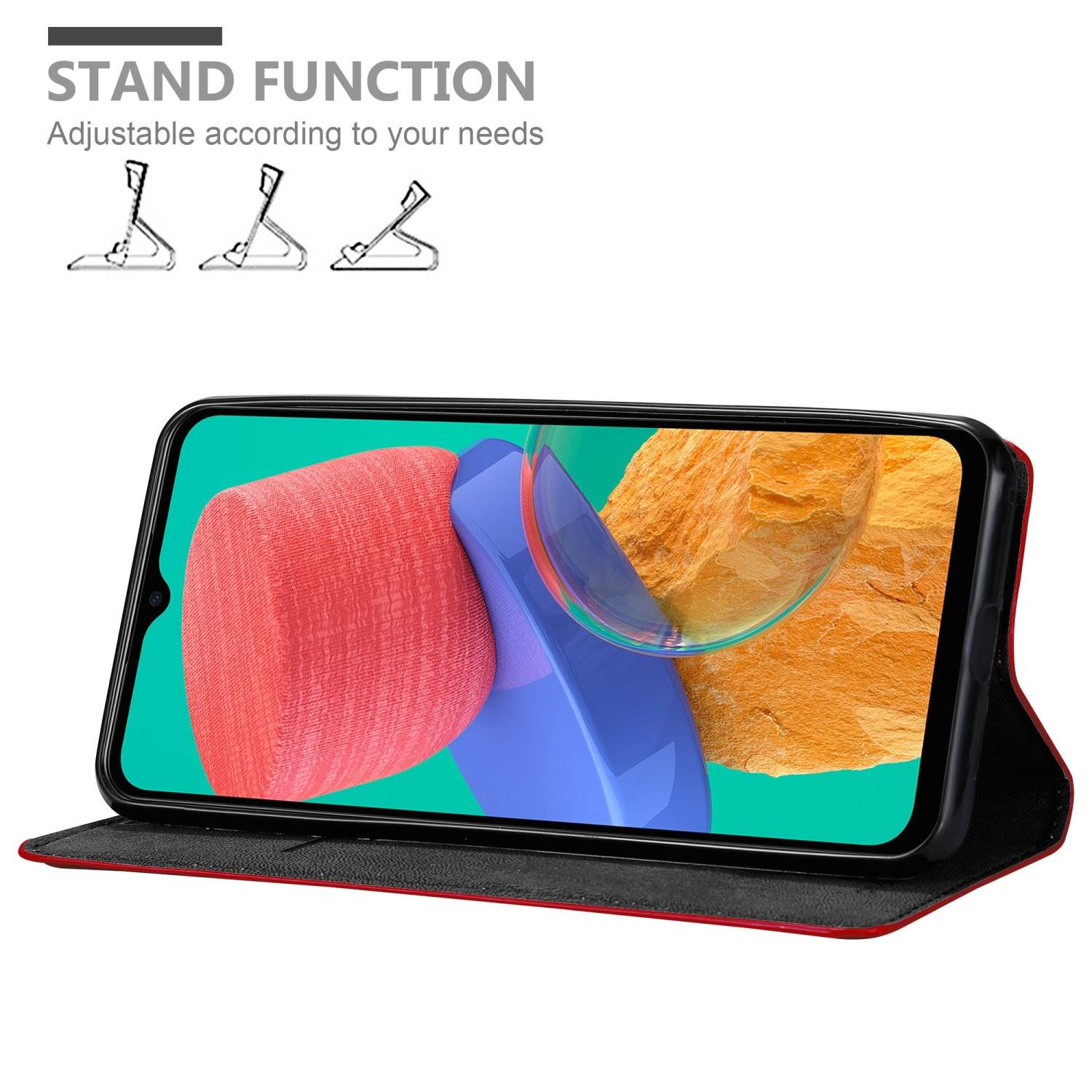 Cadorabo Hülle für Samsung Galaxy M33 5G Schutz Hülle in Rot Handyhülle Etui Case Cover Magnetverschluss