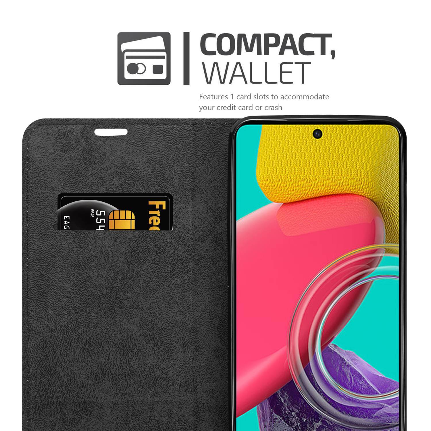 Cadorabo Hülle für Samsung Galaxy M53 5G Schutz Hülle in Schwarz Handyhülle Etui Case Cover Magnetverschluss