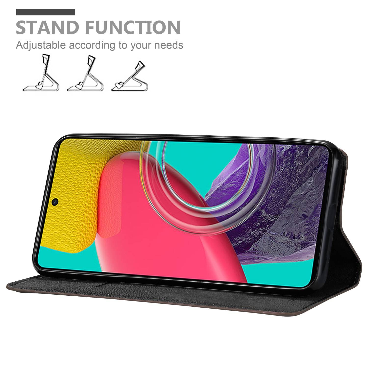 Cadorabo Hülle für Samsung Galaxy M53 5G Schutz Hülle in Braun Handyhülle Etui Case Cover Magnetverschluss