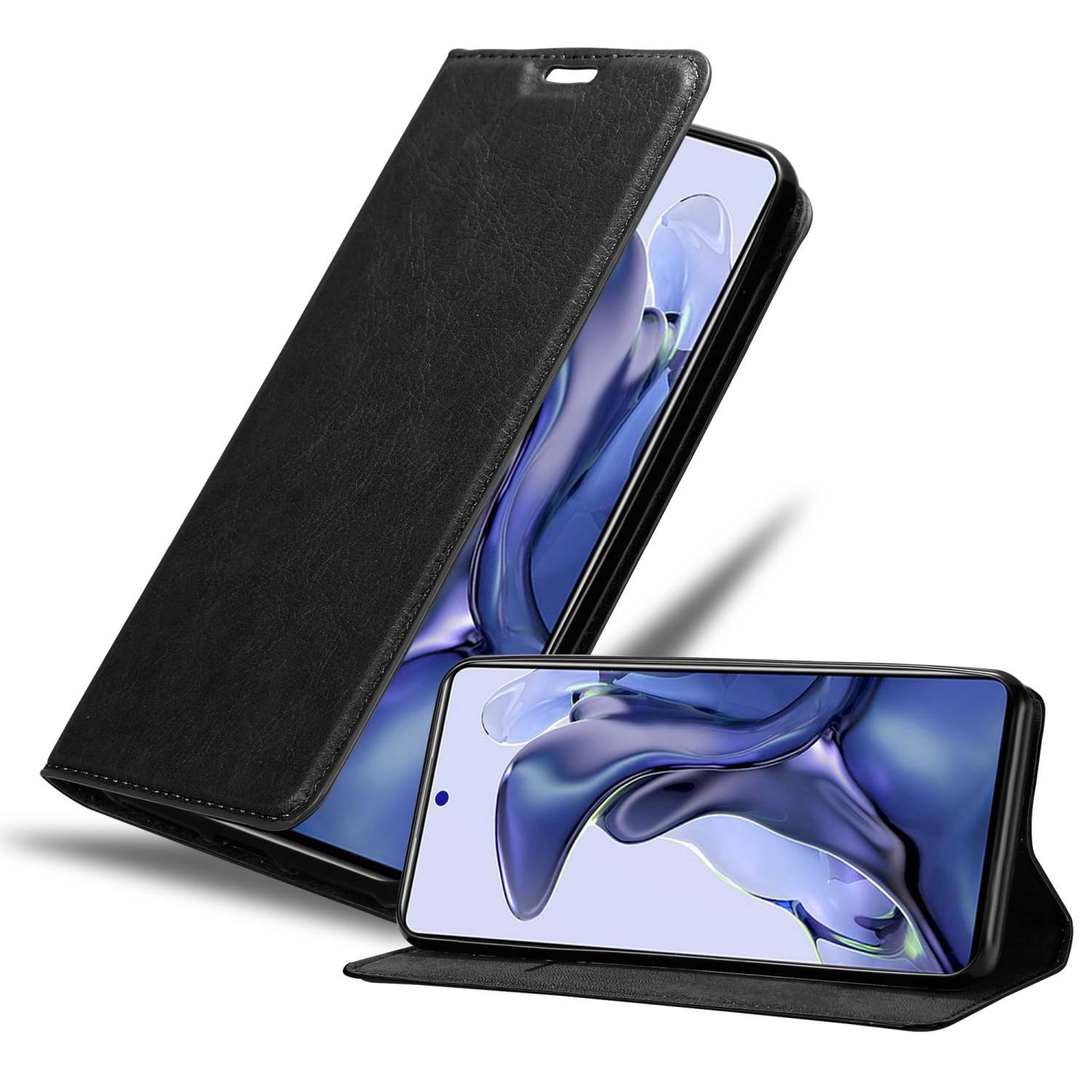 Cadorabo Hülle für Xiaomi 11T / 11T PRO Schutz Hülle in Schwarz Handyhülle Etui Case Cover Magnetverschluss