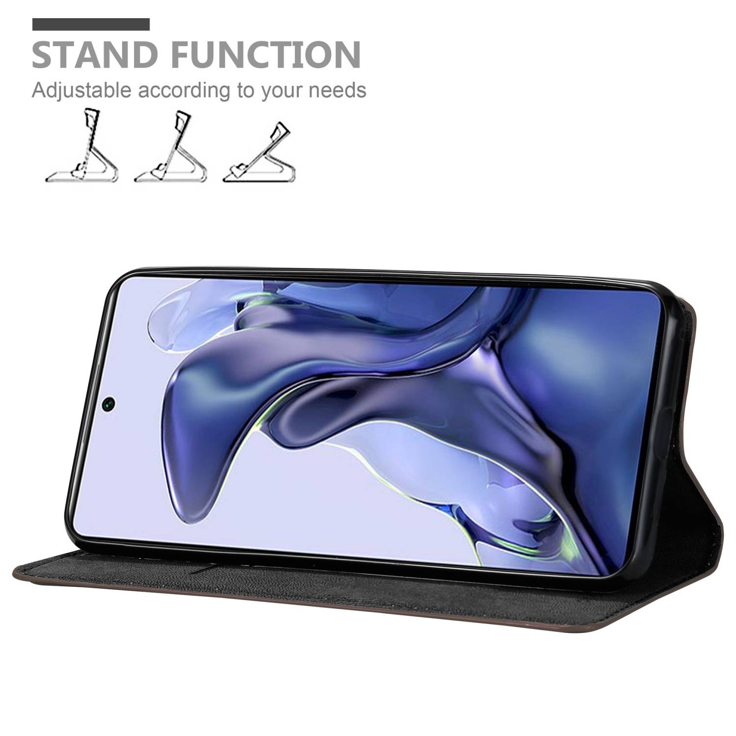 Cadorabo Hülle für Xiaomi 11T / 11T PRO Schutz Hülle in Braun Handyhülle Etui Case Cover Magnetverschluss