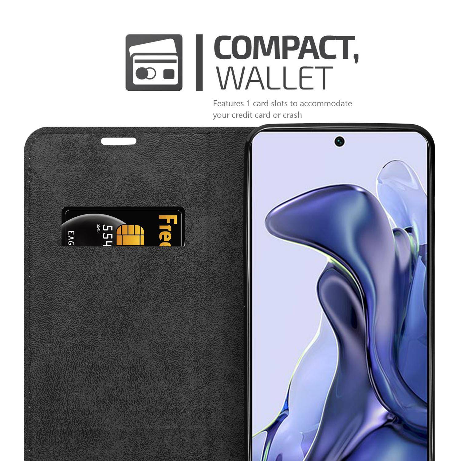 Cadorabo Hülle für Xiaomi 11T / 11T PRO Schutz Hülle in Braun Handyhülle Etui Case Cover Magnetverschluss