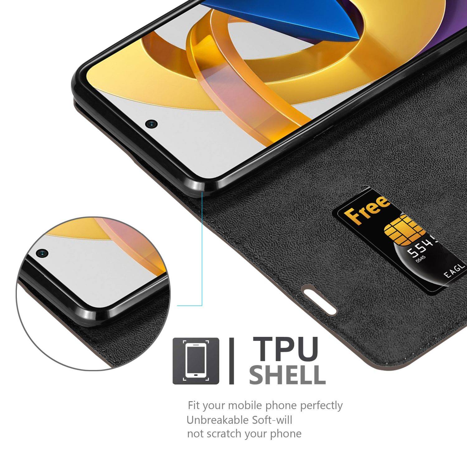Cadorabo Hülle für Xiaomi POCO M4 PRO 5G Schutz Hülle in Braun Handyhülle Etui Case Cover Magnetverschluss