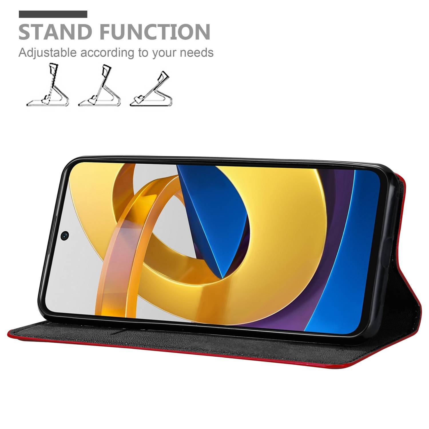 Cadorabo Hülle für Xiaomi POCO M4 PRO 5G Schutz Hülle in Rot Handyhülle Etui Case Cover Magnetverschluss