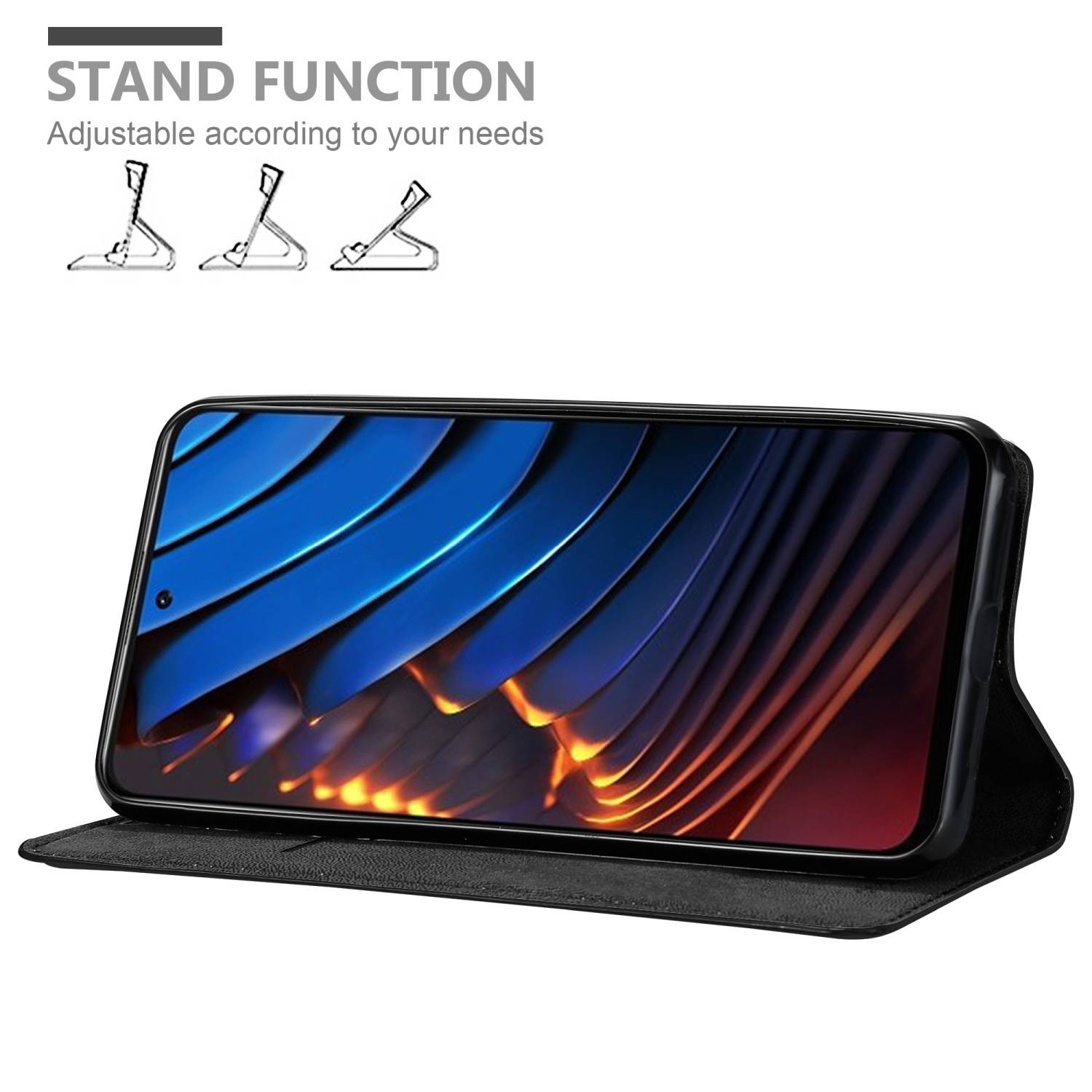 Cadorabo Hülle für Xiaomi POCO X3 GT Schutz Hülle in Schwarz Handyhülle Etui Case Cover Magnetverschluss