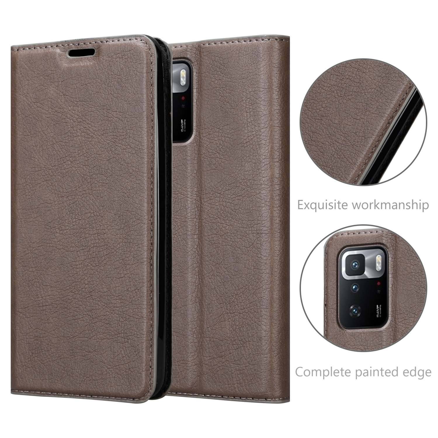 Cadorabo Hülle für Xiaomi POCO X3 GT Schutz Hülle in Braun Handyhülle Etui Case Cover Magnetverschluss
