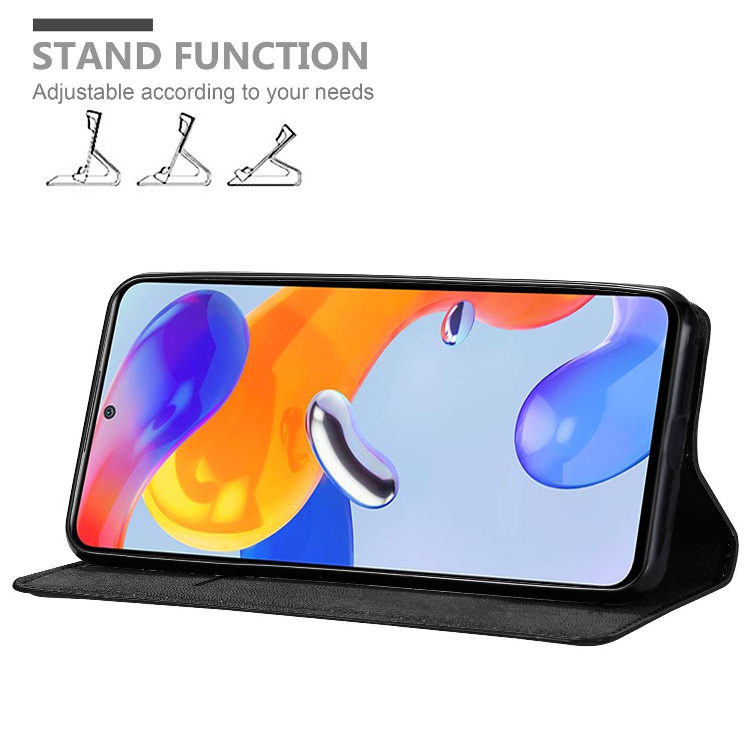 Cadorabo Hülle für Xiaomi RedMi NOTE 11 PRO 4G / 5G Schutz Hülle in Schwarz Handyhülle Etui Case Cover Magnetverschluss