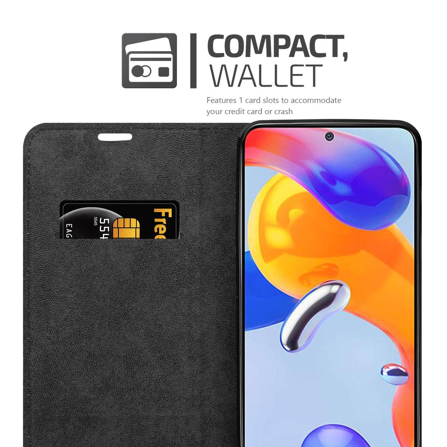 Cadorabo Hülle für Xiaomi RedMi NOTE 11 PRO 4G / 5G Schutz Hülle in Schwarz Handyhülle Etui Case Cover Magnetverschluss