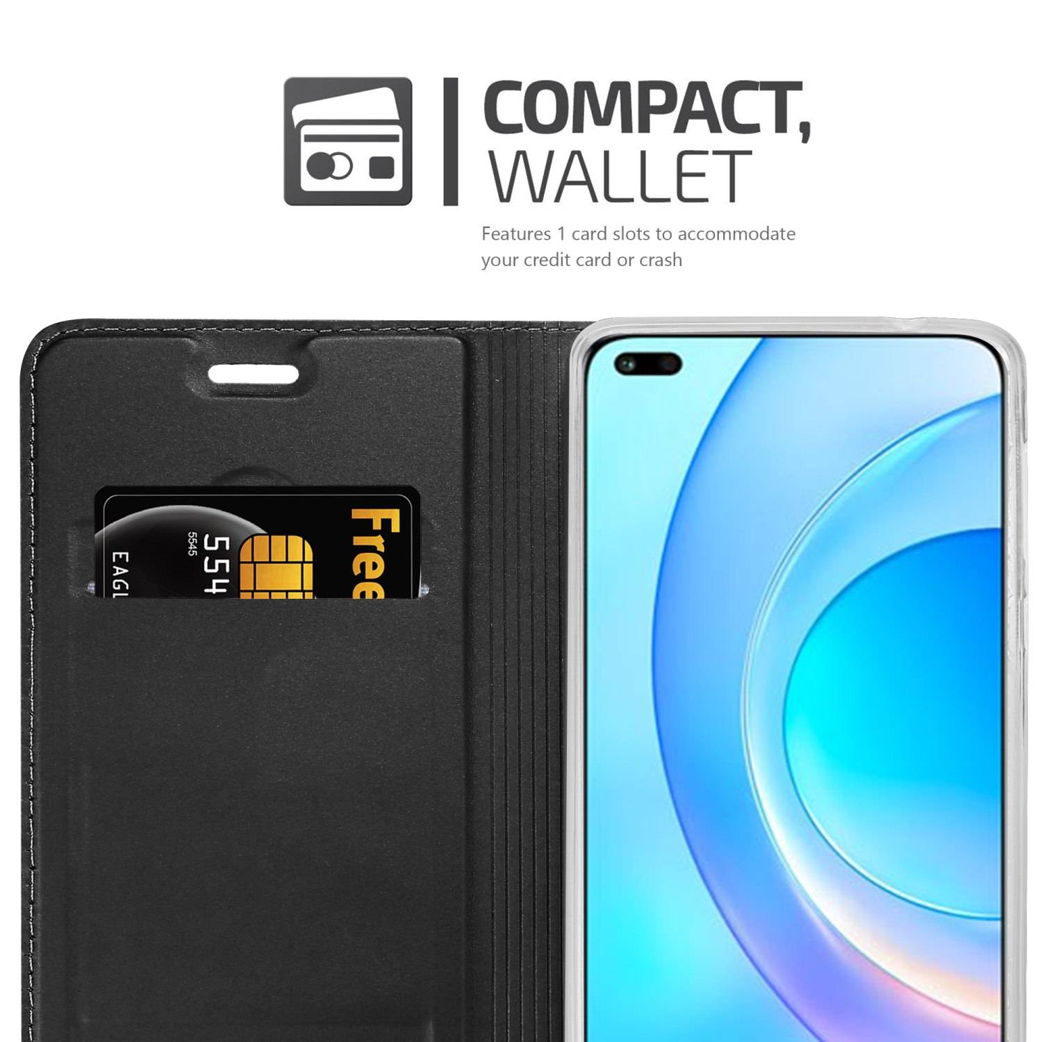 Cadorabo Handyhülle für Honor 50 LITE Schutz Hülle in Schwarz Cover Etui Book Case Booklet