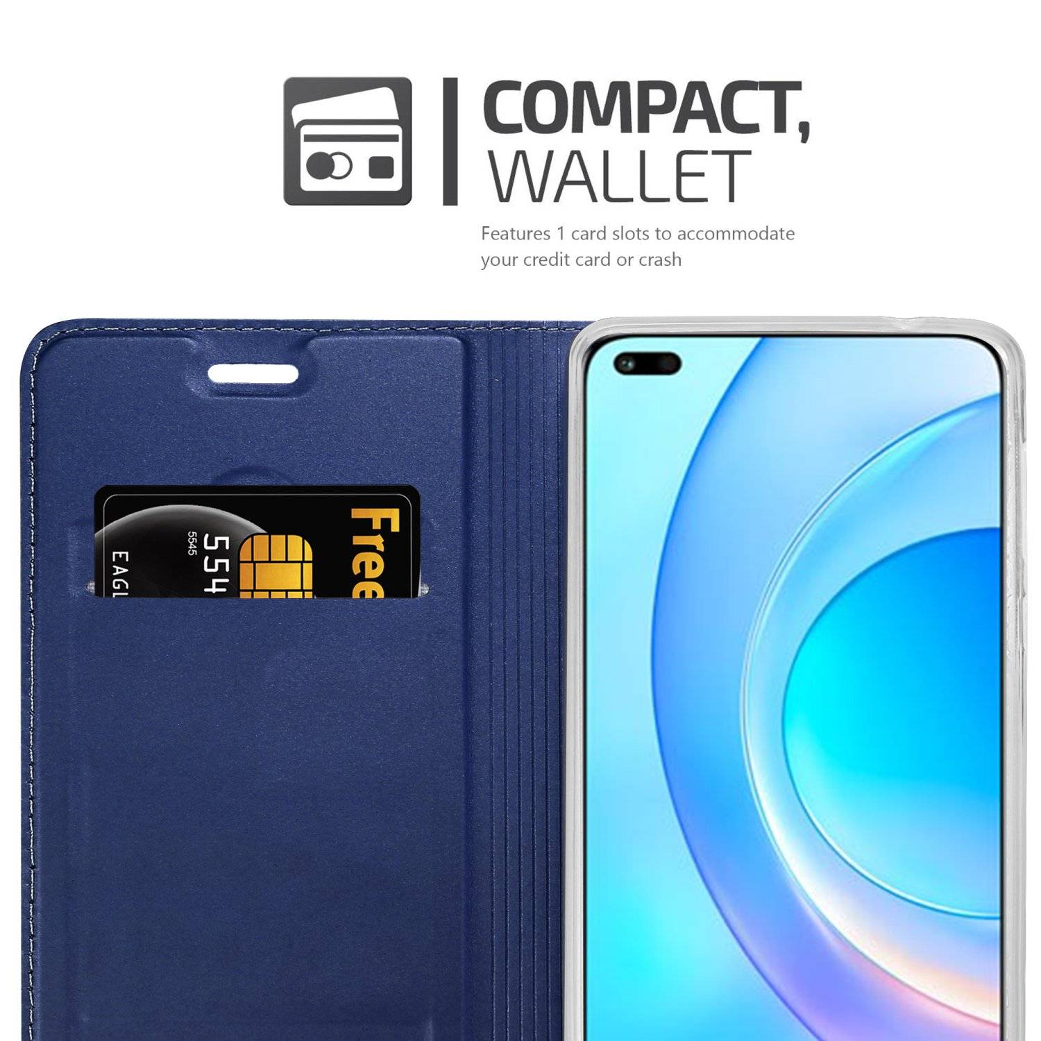 Cadorabo Handyhülle für Honor 50 LITE Schutz Hülle in Blau Cover Etui Book Case Booklet