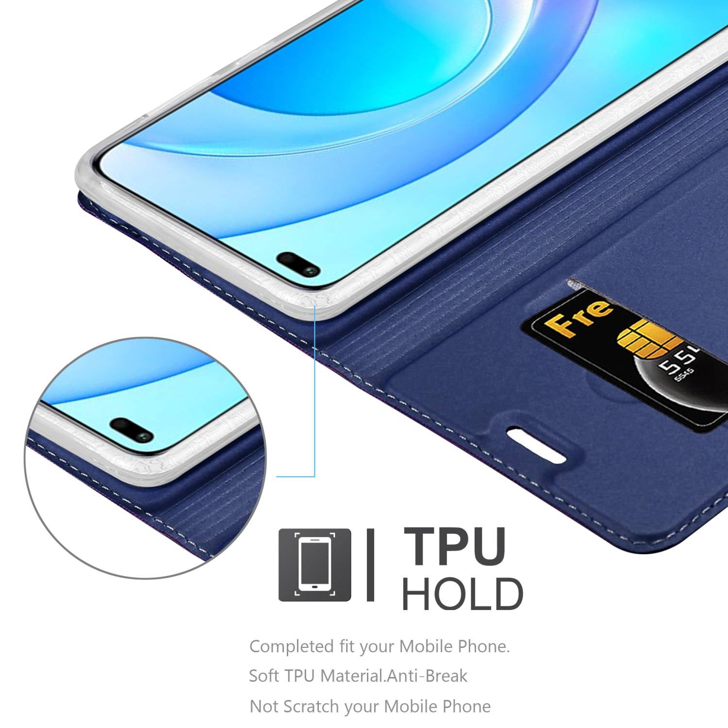 Cadorabo Handyhülle für Honor 50 LITE Schutz Hülle in Blau Cover Etui Book Case Booklet