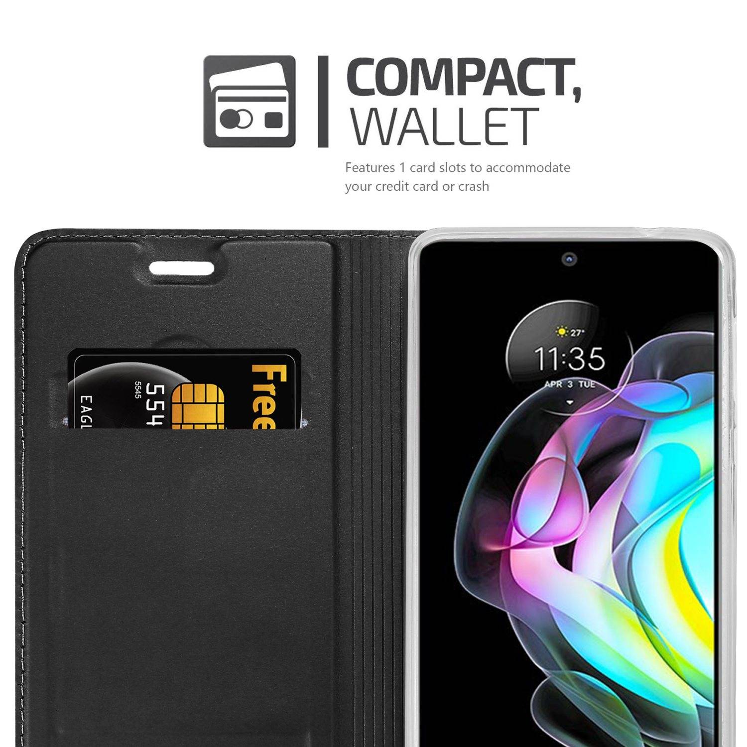 Cadorabo Handyhülle für Motorola EDGE 20 Schutz Hülle in Schwarz Cover Etui Book Case Booklet