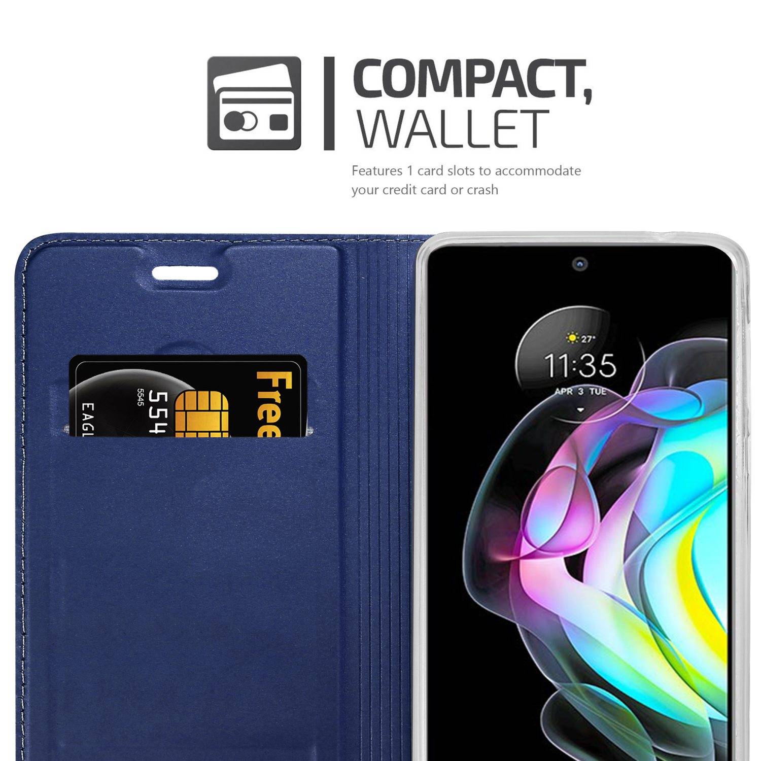 Cadorabo Handyhülle für Motorola EDGE 20 Schutz Hülle in Blau Cover Etui Book Case Booklet