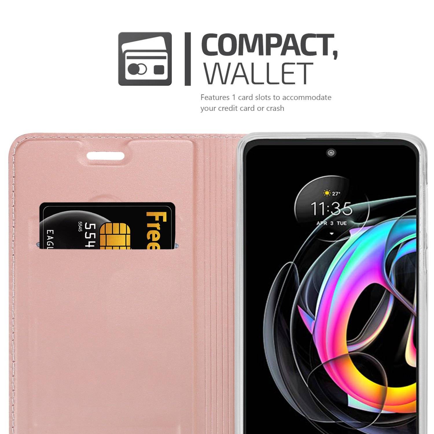 Cadorabo Handyhülle für Motorola EDGE 20 LITE / FUSION Schutz Hülle in Rosa Cover Etui Book Case Booklet