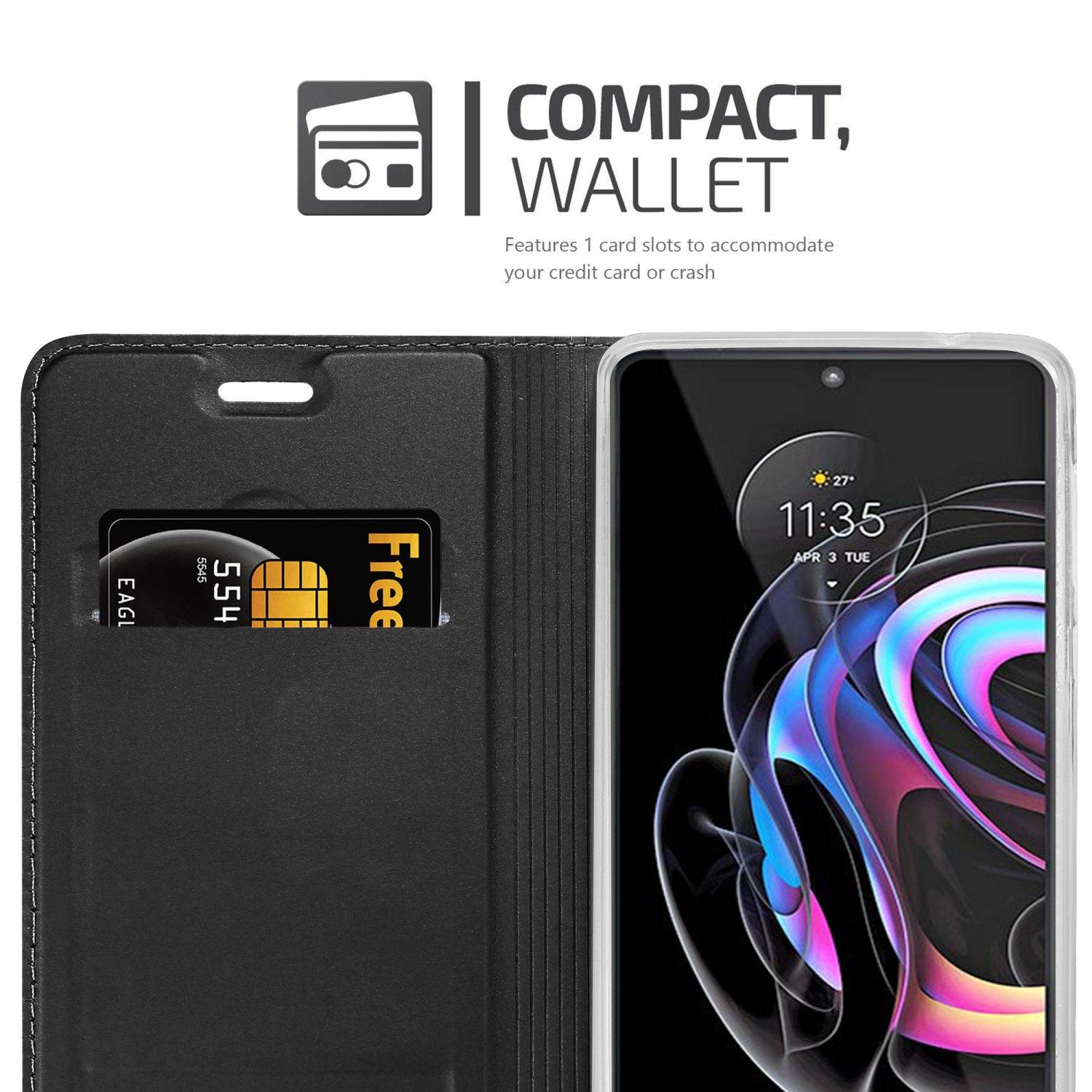 Cadorabo Handyhülle für Motorola EDGE 20 PRO / EDGE S PRO Schutz Hülle in Schwarz Cover Etui Book Case Booklet