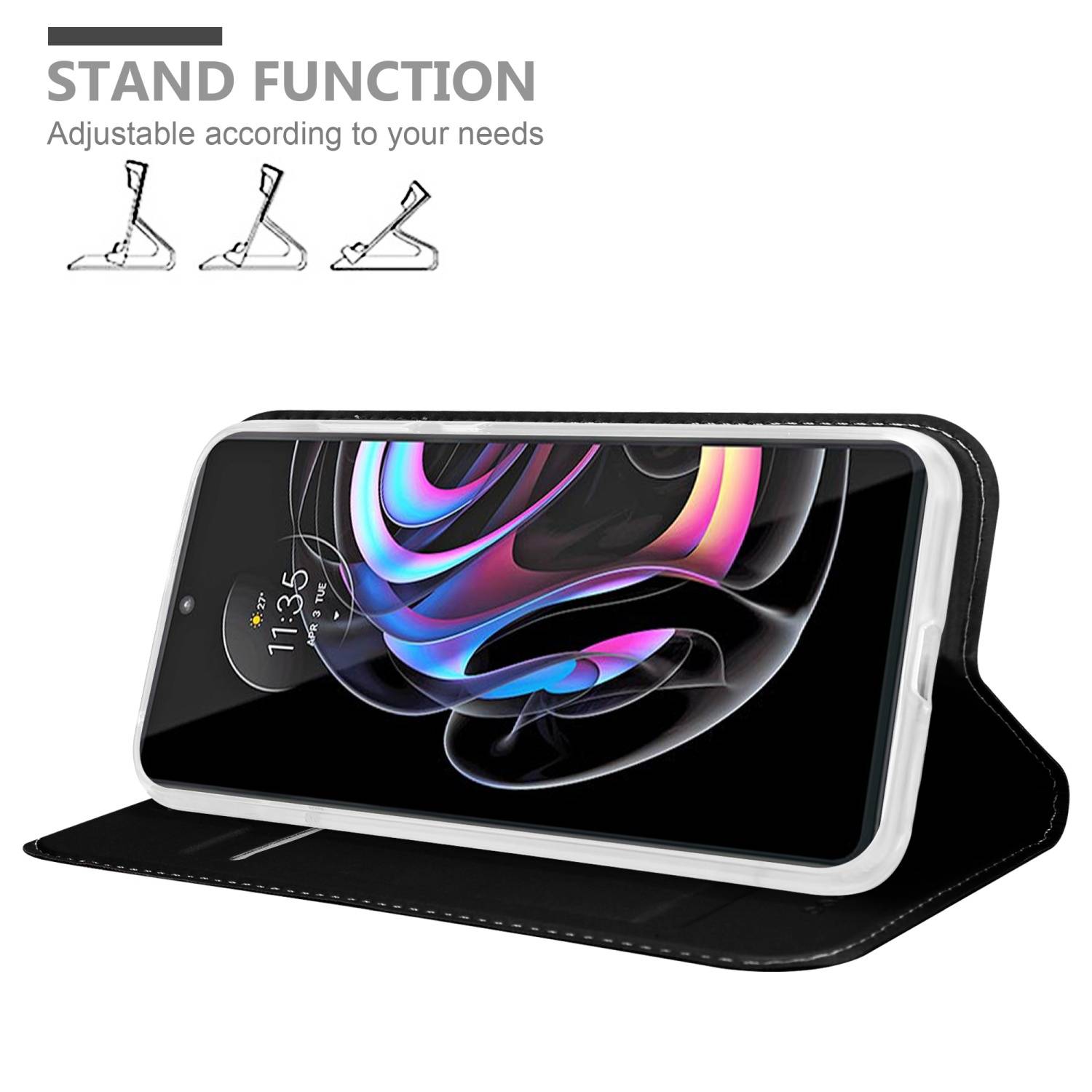 Cadorabo Handyhülle für Motorola EDGE 20 PRO / EDGE S PRO Schutz Hülle in Schwarz Cover Etui Book Case Booklet