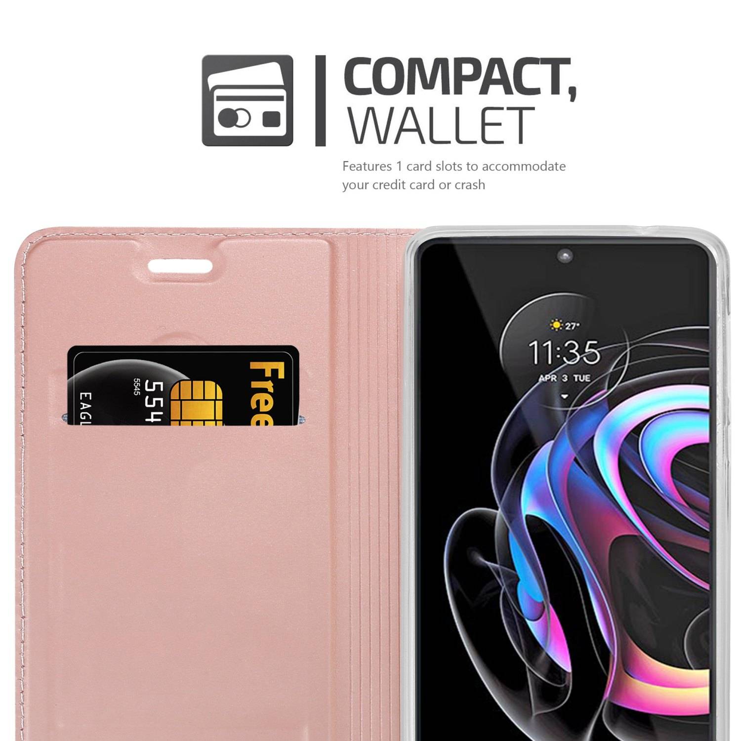 Cadorabo Handyhülle für Motorola EDGE 20 PRO / EDGE S PRO Schutz Hülle in Rosa Cover Etui Book Case Booklet