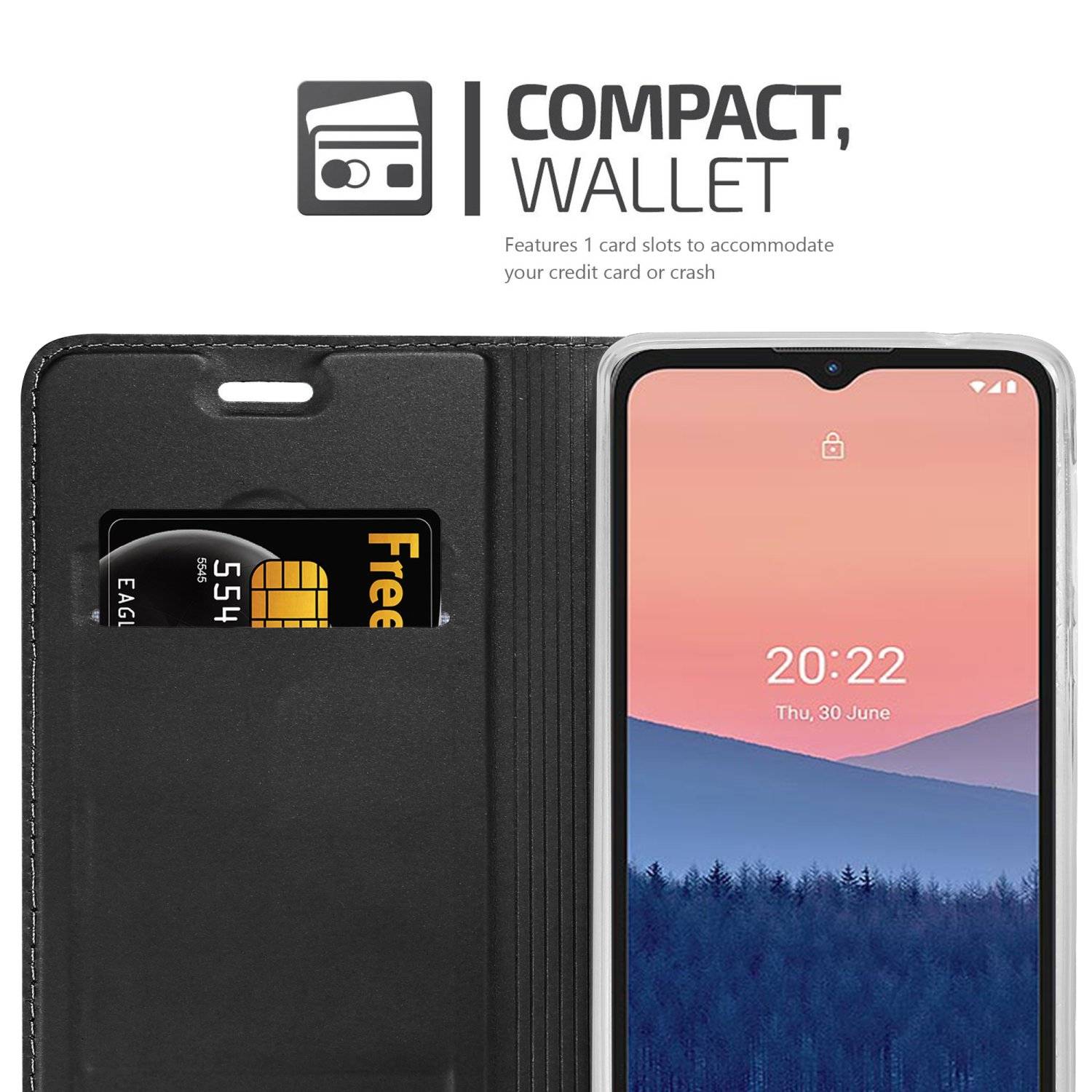 Cadorabo Handyhülle für Nokia C21 Schutz Hülle in Schwarz Cover Etui Book Case Booklet