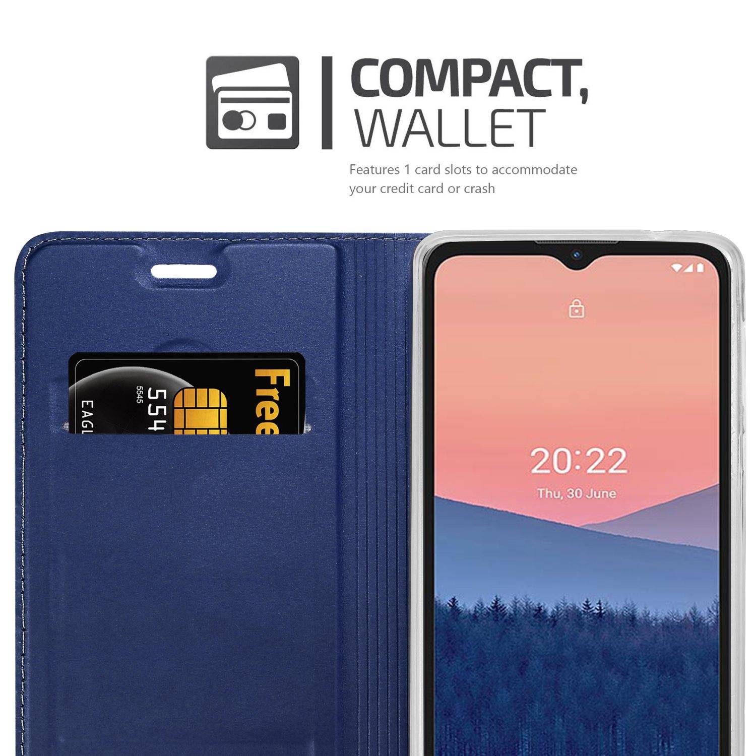 Cadorabo Handyhülle für Nokia C21 Schutz Hülle in Blau Cover Etui Book Case Booklet