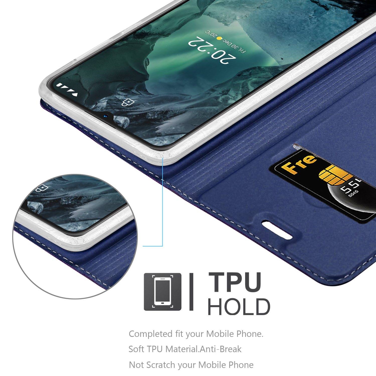 Cadorabo Handyhülle für Nokia G11 / G21 Schutz Hülle in Blau Cover Etui Book Case Booklet